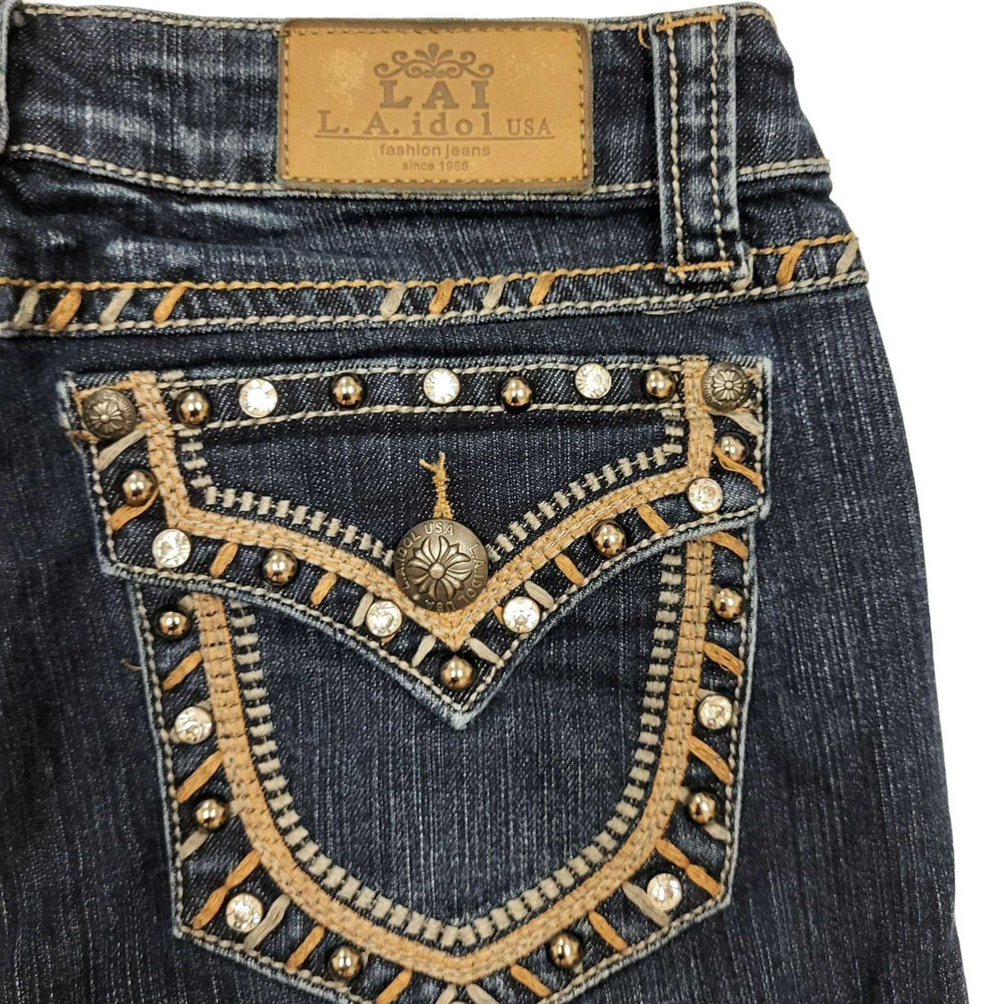 Other L.A. Idol USA Fashion Jeans Bootcut Blue Jeans Bling Embroid Size 32" / US 10 / IT 46 - 12 Thumbnail