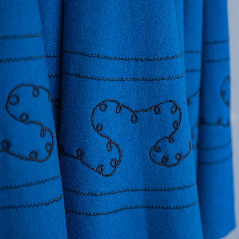 Kenzo KENZO Blue wool embroidered half dress Size 24" / US 00 / IT 34 - 2 Thumbnail