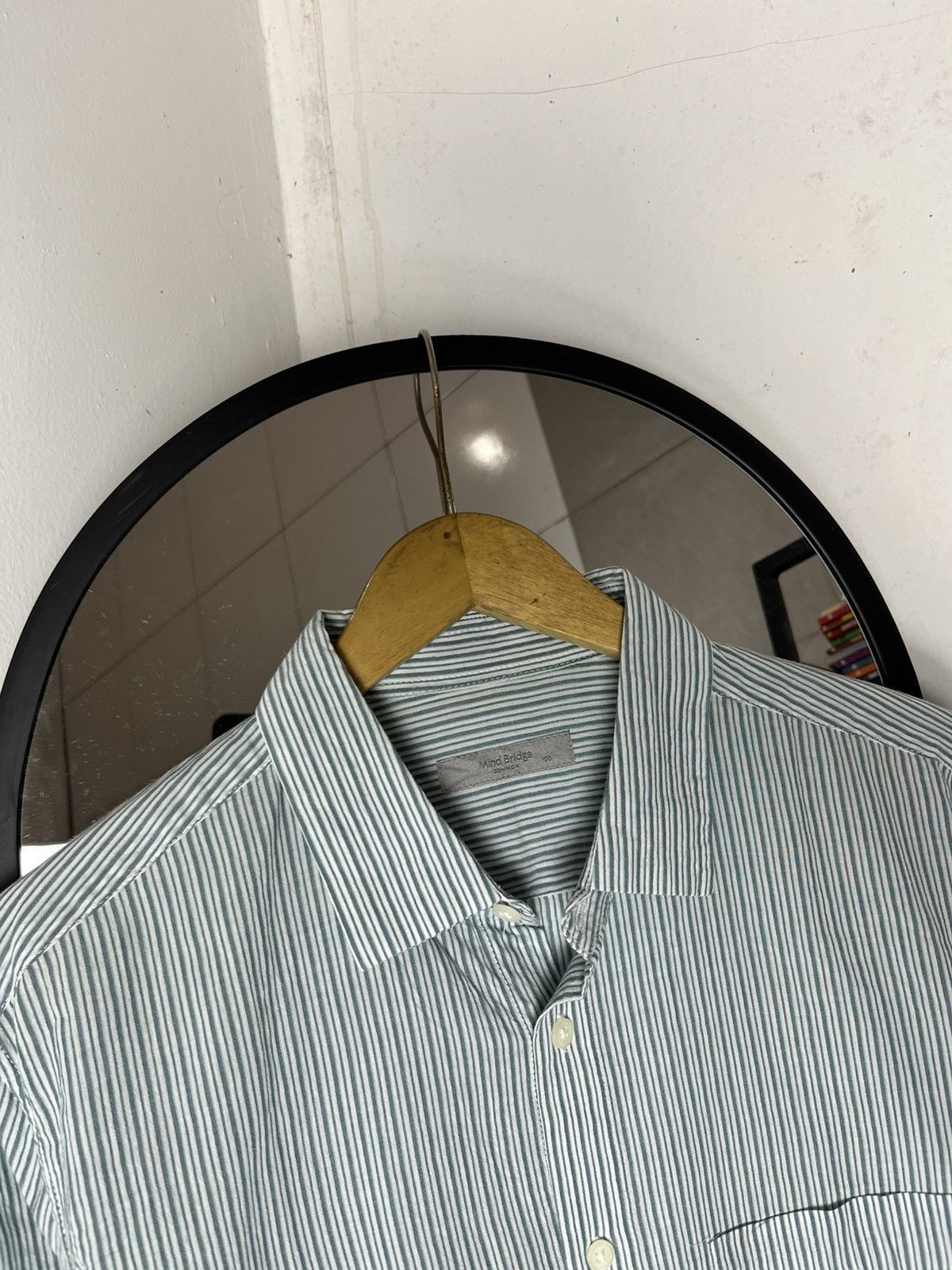 Japanese Brand Mindbridge striped button ups shirt /balenciaga/prada/issey Size US M / EU 48-50 / 2 - 4 Thumbnail