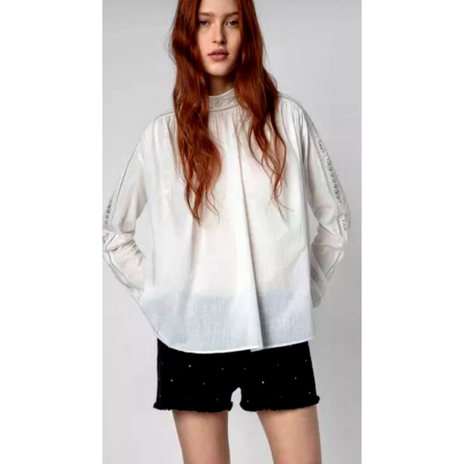 Zadig & Voltaire Zadig & Voltaire Teddy Eyelet Trim Blouse Judo M Size M / US 6-8 / IT 42-44 - 4 Thumbnail