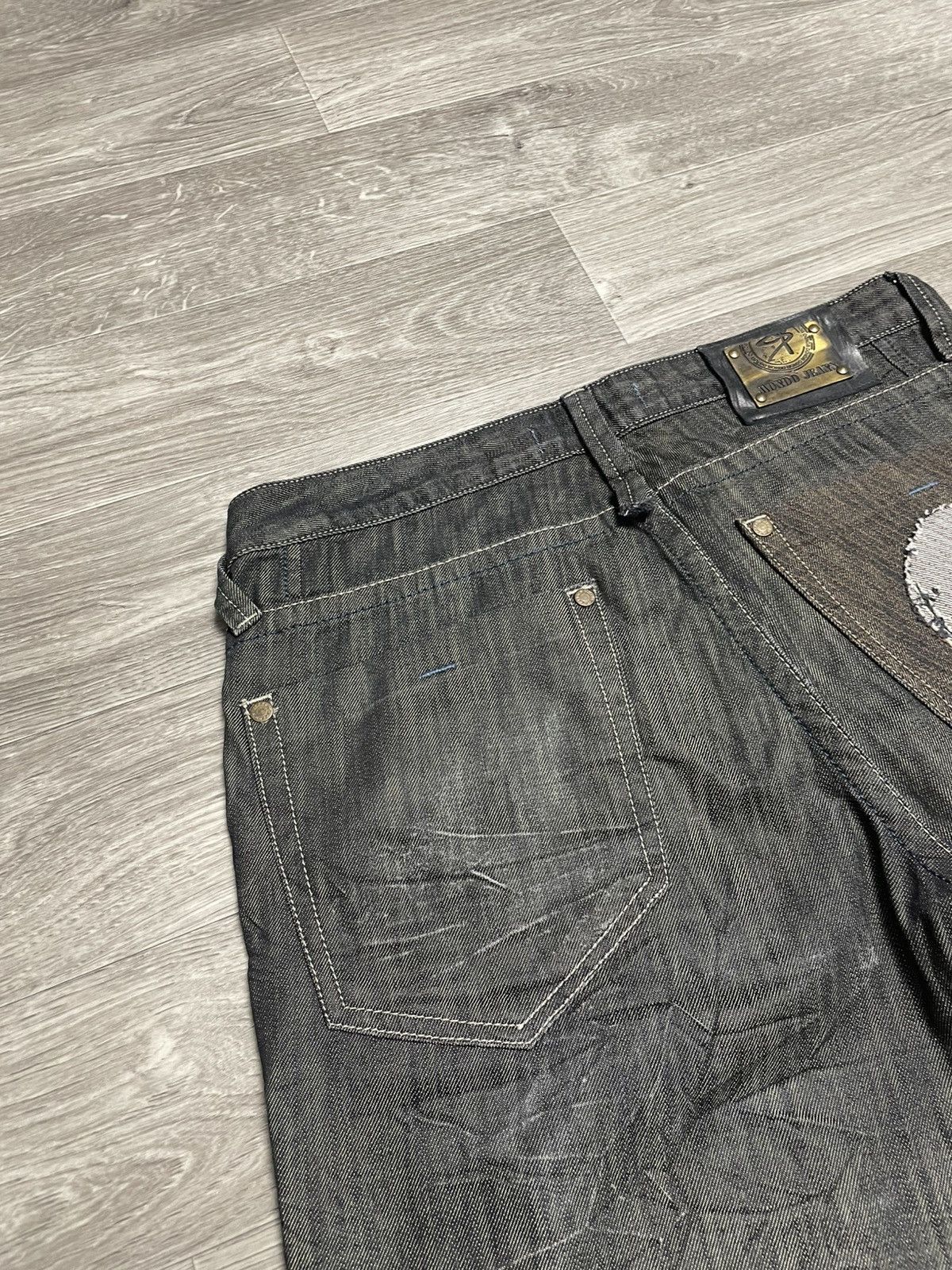 Other Vintage Mondo Distressed Skull Graphic Patchwork Jeans Denim Size US 36 / EU 52 - 21 Thumbnail