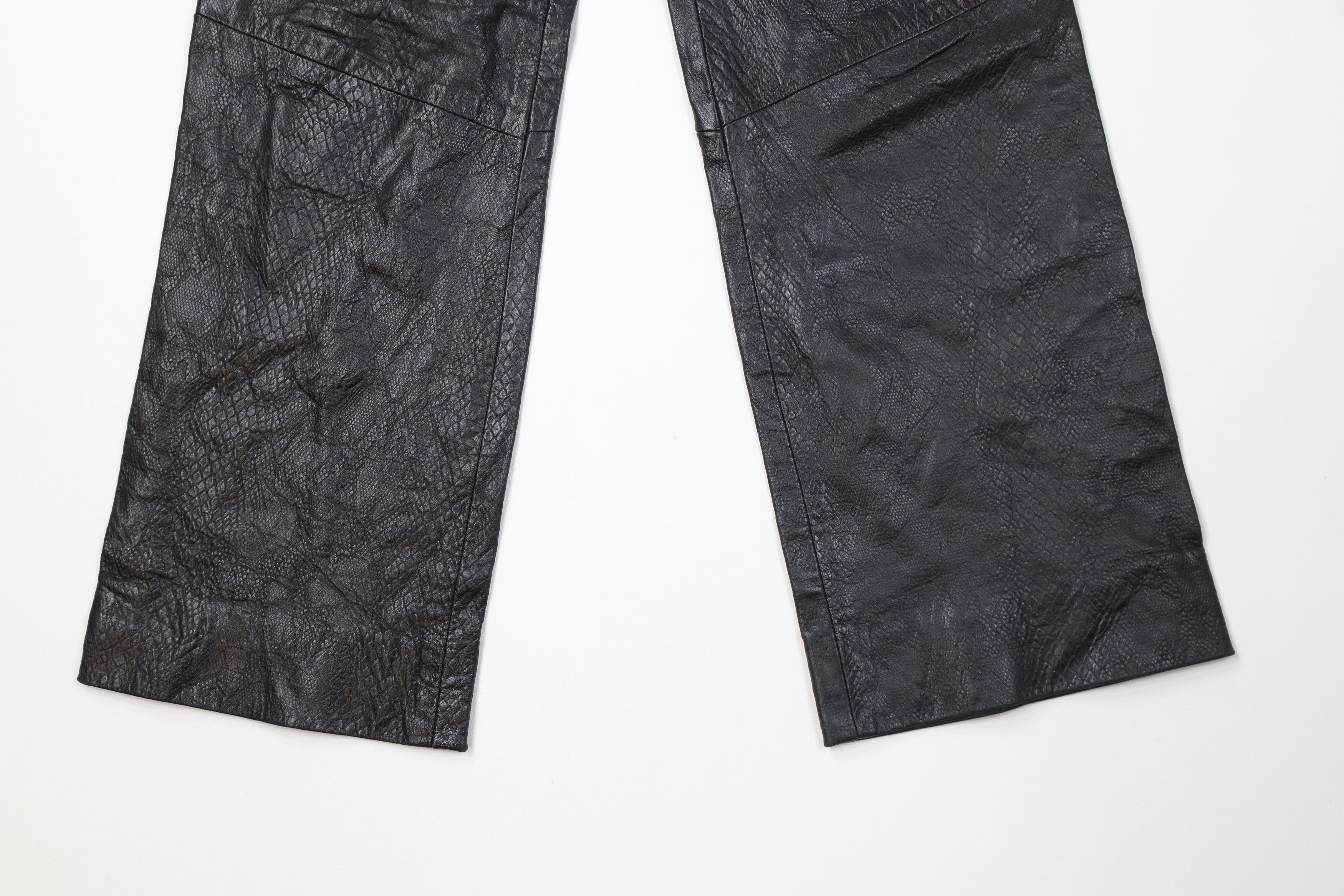 Vintage Vintage 90s Streetwear Leather Wide Leg Pants Black USA Size 32" / US 10 / IT 46 - 4 Thumbnail