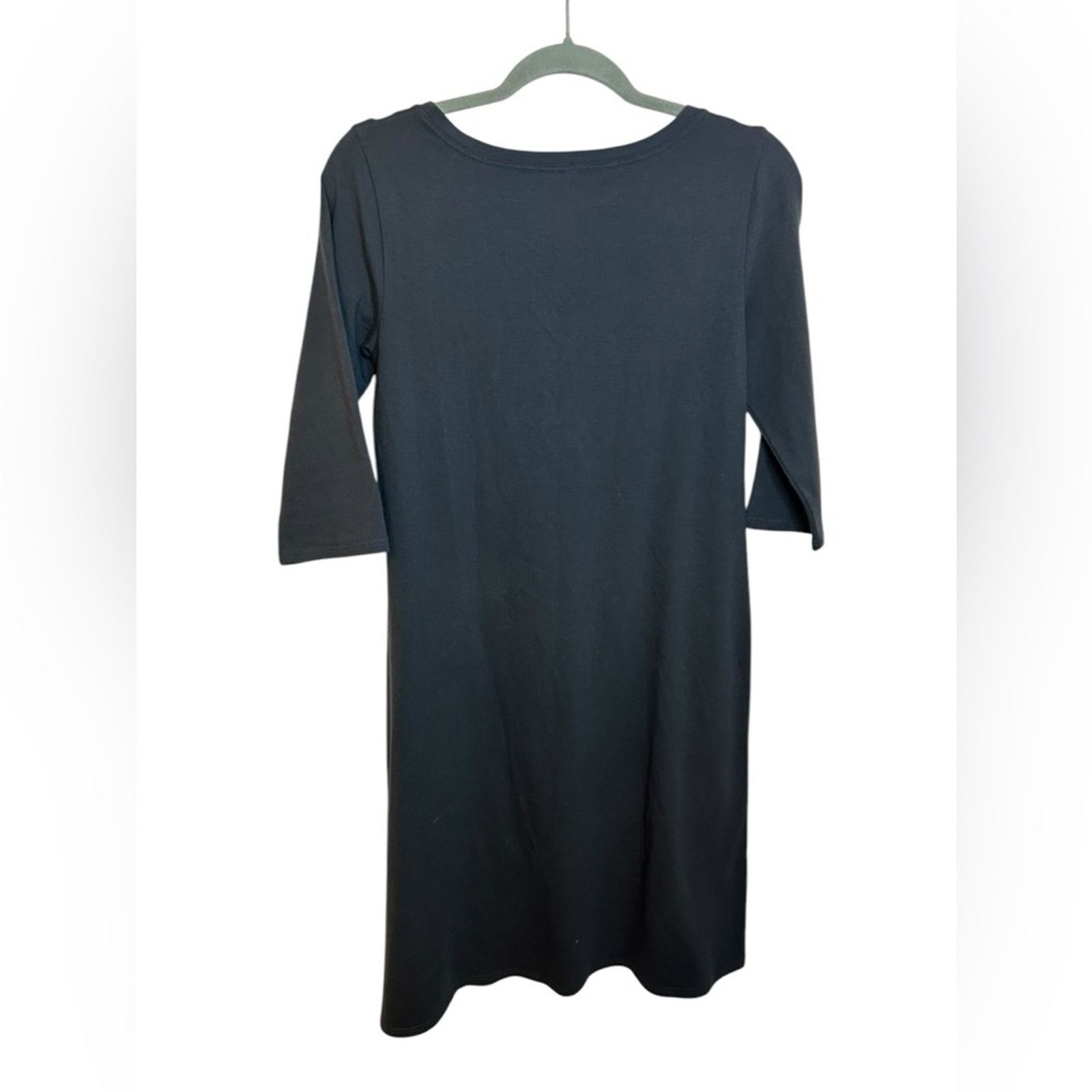 Eileen Fisher Eileen Fisher Charcoal Gray Cotton 3/4 Sleeve T-Shirt Dress Size S / US 4 / IT 40 - 2 Thumbnail