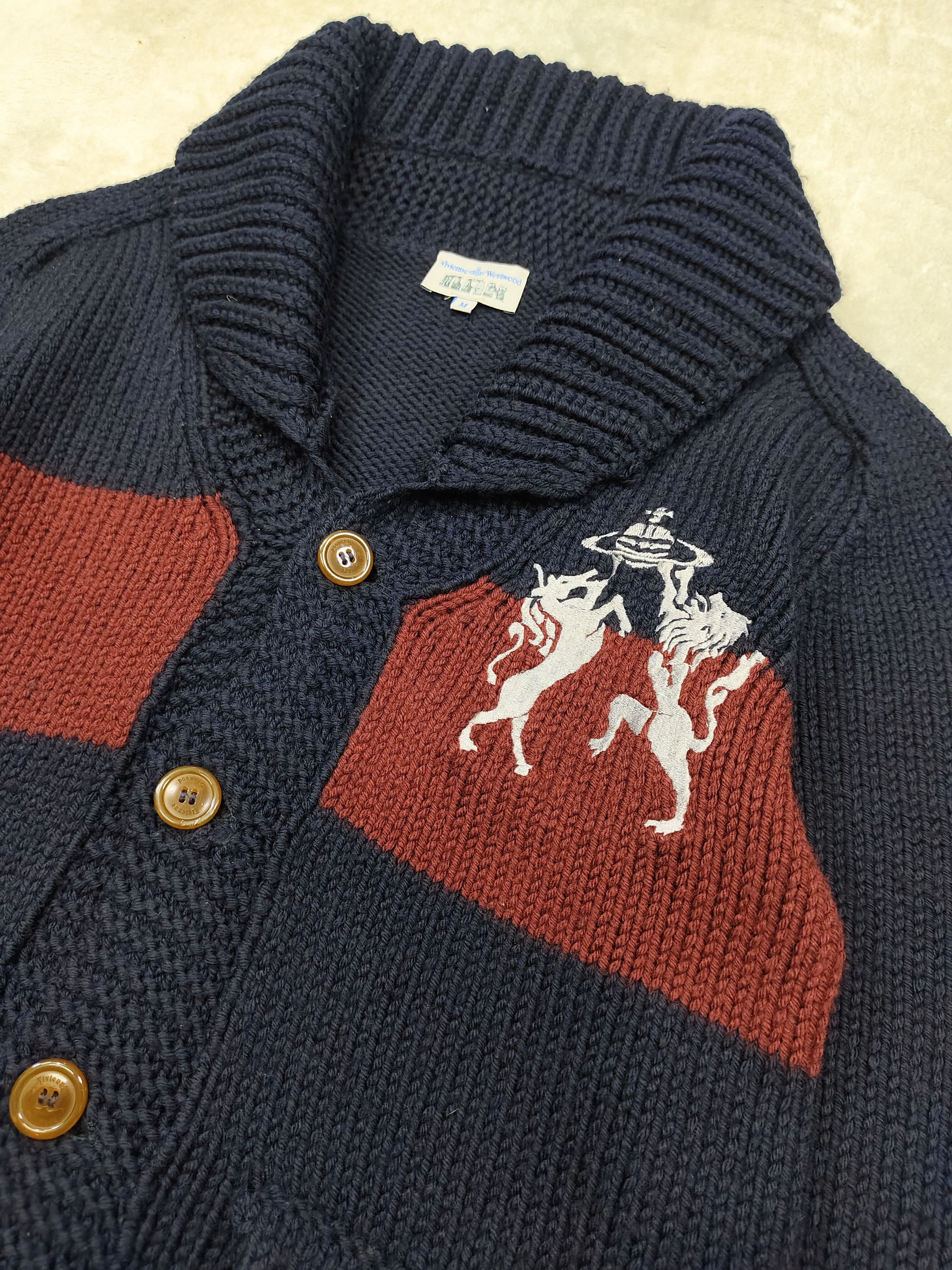 Vivienne Westwood V. W Man- Orb Logo Heavy Wool Shawl Collar Knit Cardigan Size US M / EU 48-50 / 2 - 4 Thumbnail