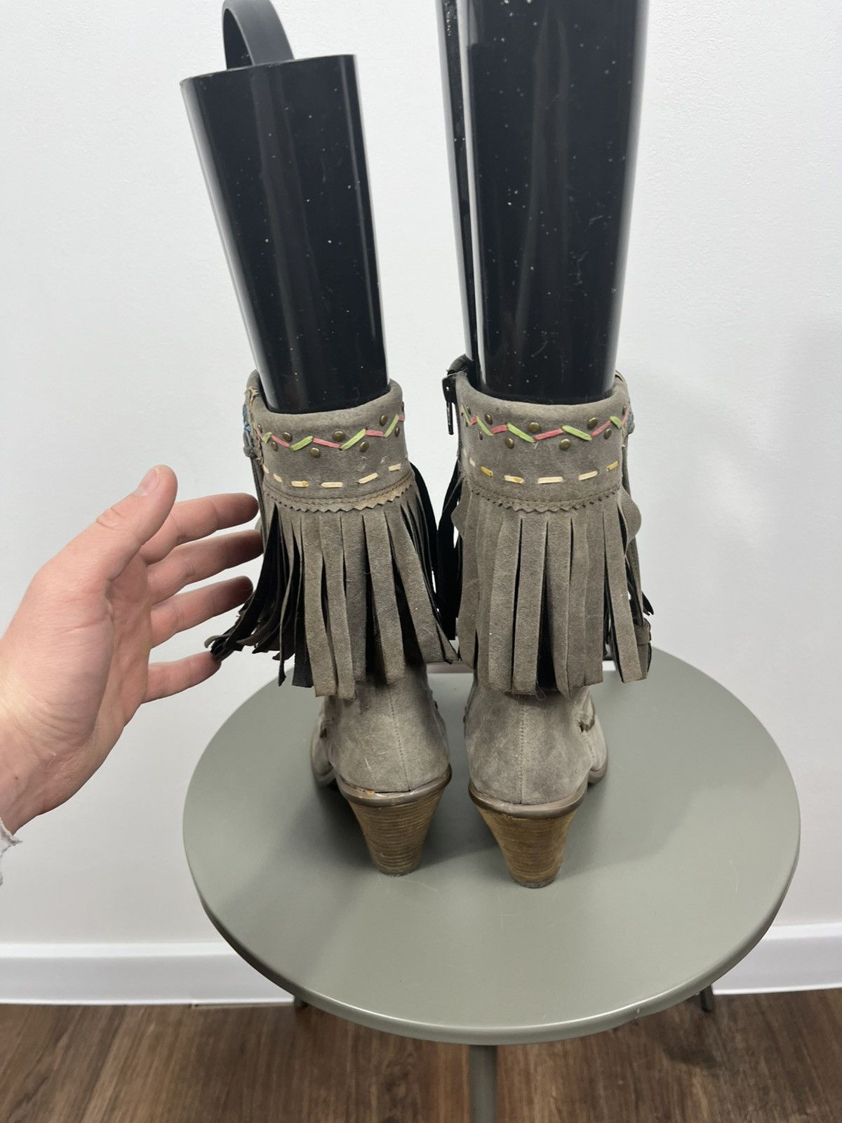 Other Womens Suede Fringe Mid Calf Boots Western Style EU 38 Size US 7 / IT 37 - 5 Thumbnail