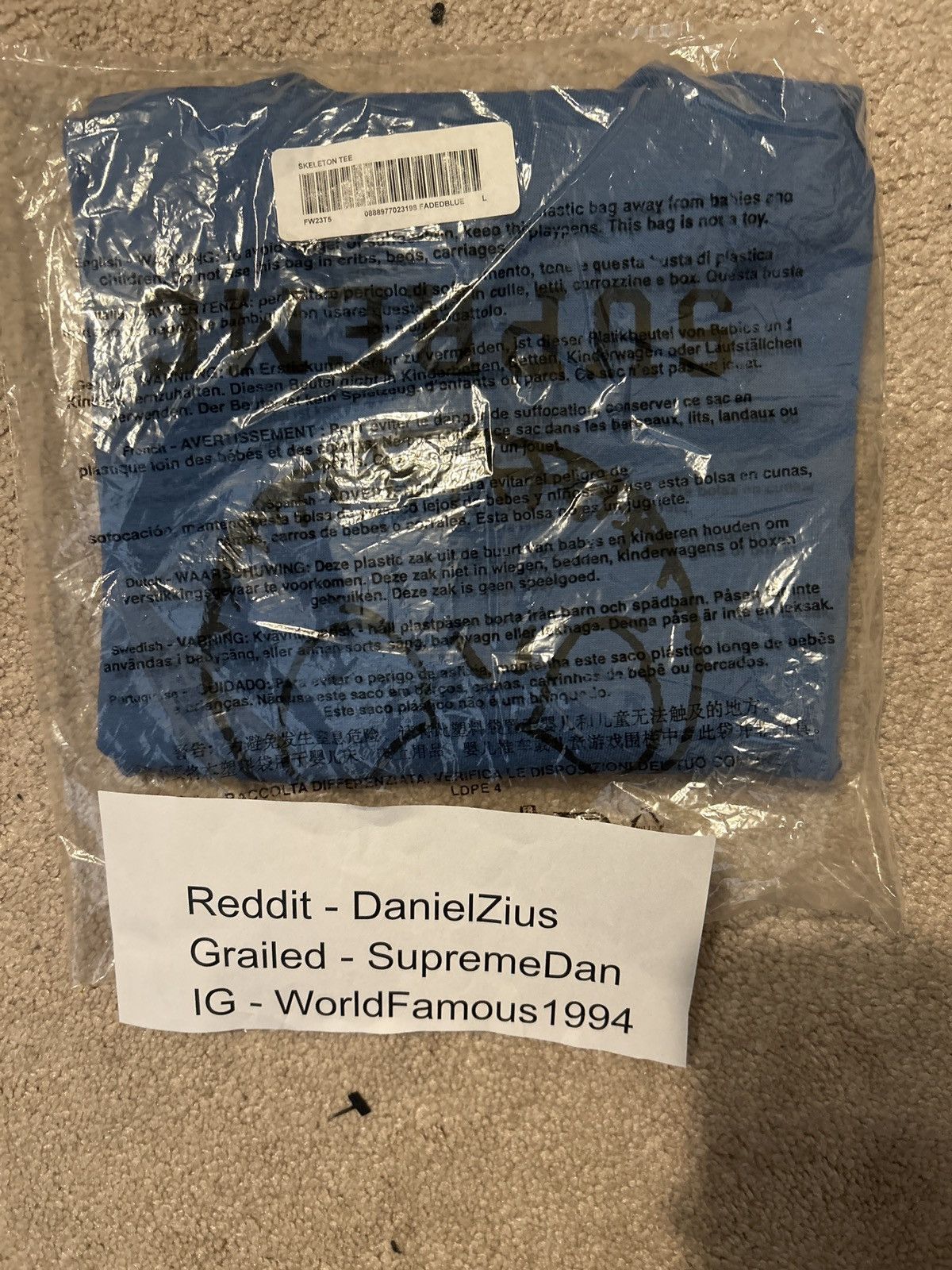 Supreme Supreme Skeleton Tee 'Faded Blue' Size US L / EU 52-54 / 3 - 2 Thumbnail
