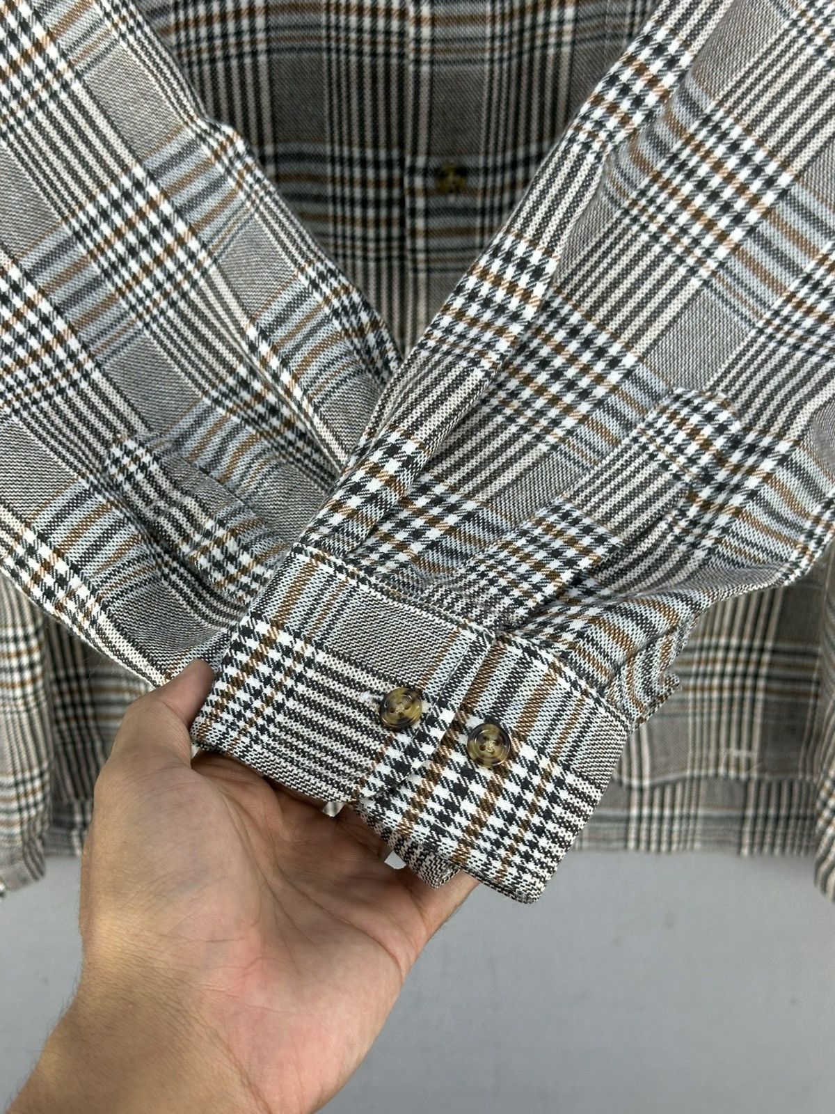 Japanese Brand Pierucci Italy Houndstooth Check Flannel Shirt Size US L / EU 52-54 / 3 - 11 Thumbnail