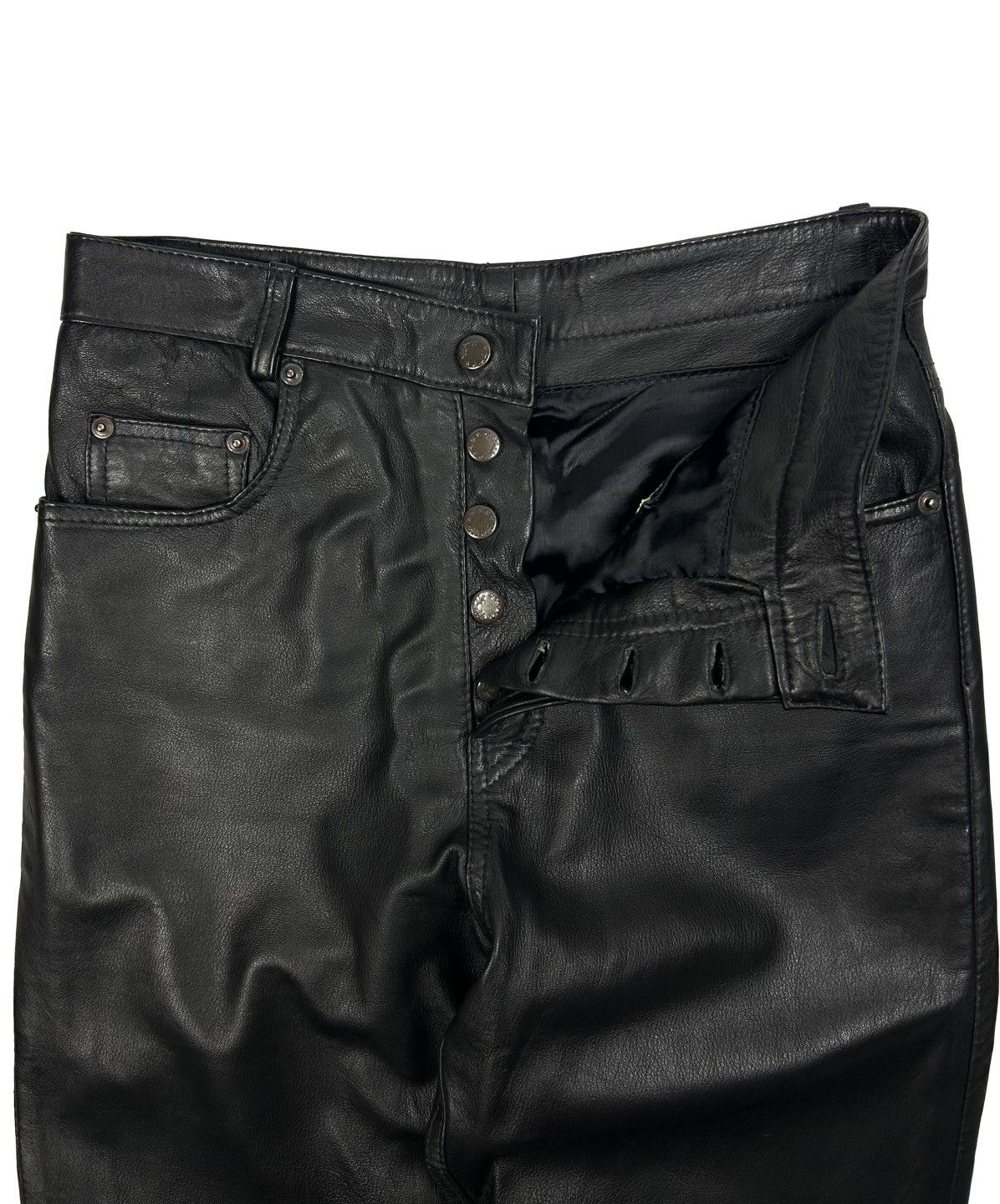Genuine Leather Vintage The King Black Genuine Leather Pants Avant Garde Y2K Size US 33 - 6 Thumbnail