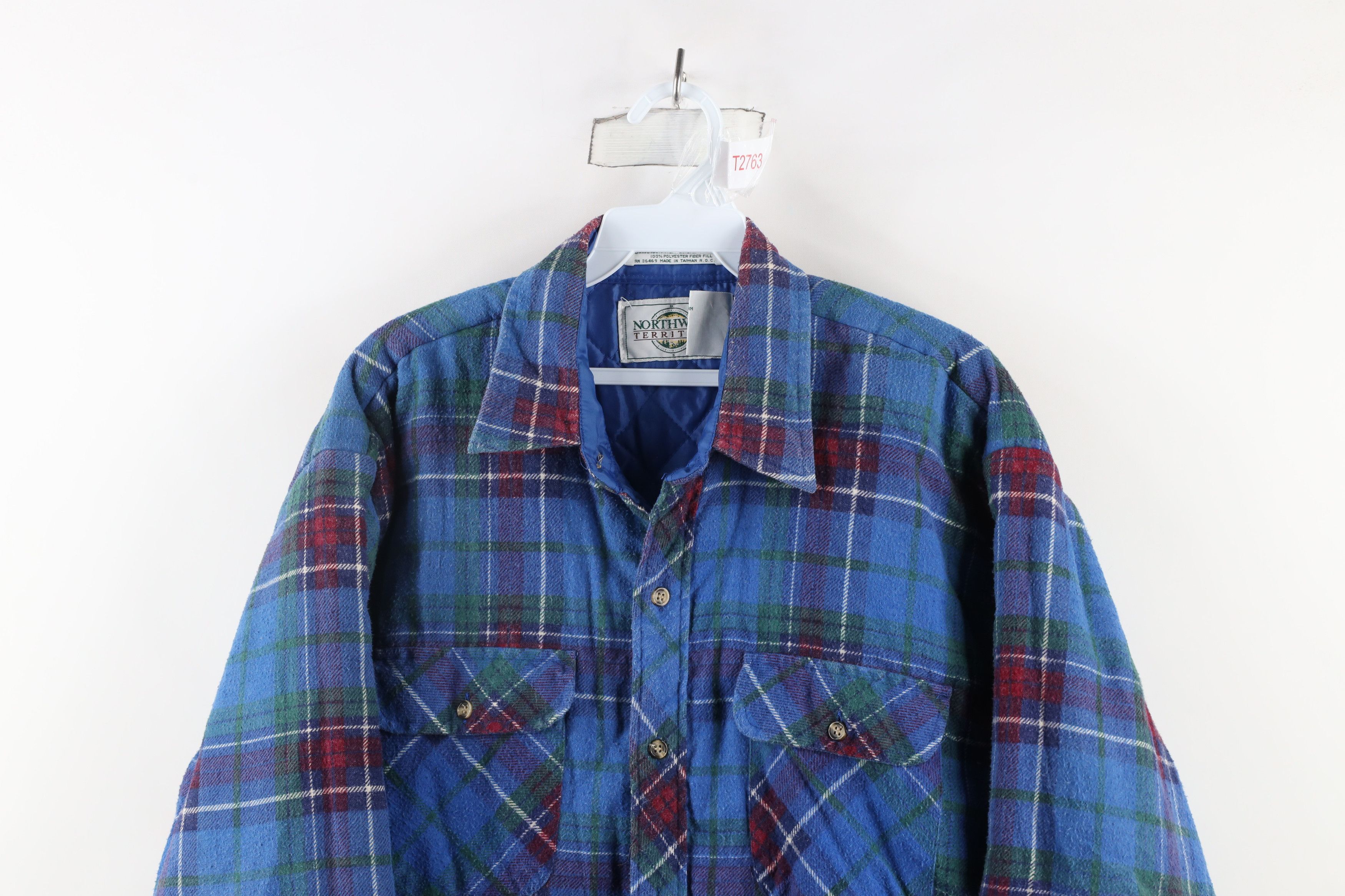 Vintage Vintage 90s Streetwear Quilted Flannel Shirt Jacket Shacket Size US L / EU 52-54 / 3 - 2 Thumbnail