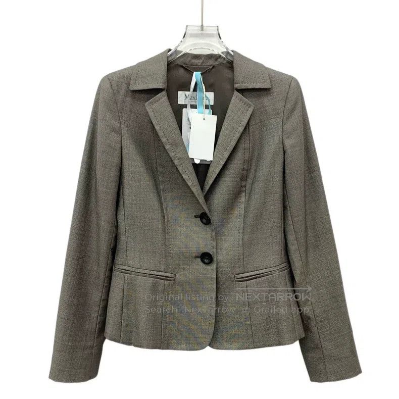 Max Mara Max Mara Gray Brown Wool Lapel Single-breasted Long Sleeve Size XS / US 0-2 / IT 36-38 - 1 Thumbnail