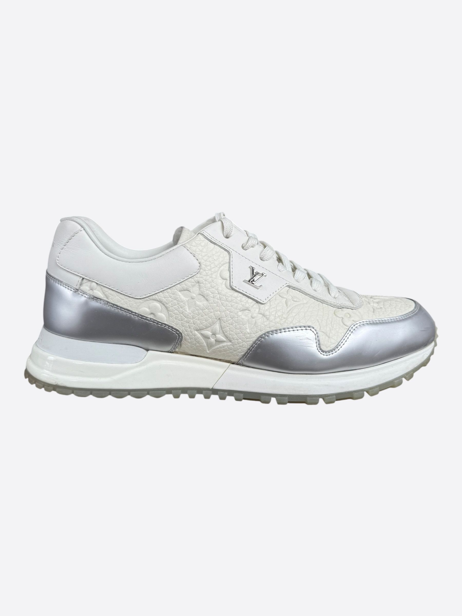 Louis Vuitton White & Silver Monogram Taurillon Run Away Sneakers Size US 8 / EU 41 - 1 Thumbnail