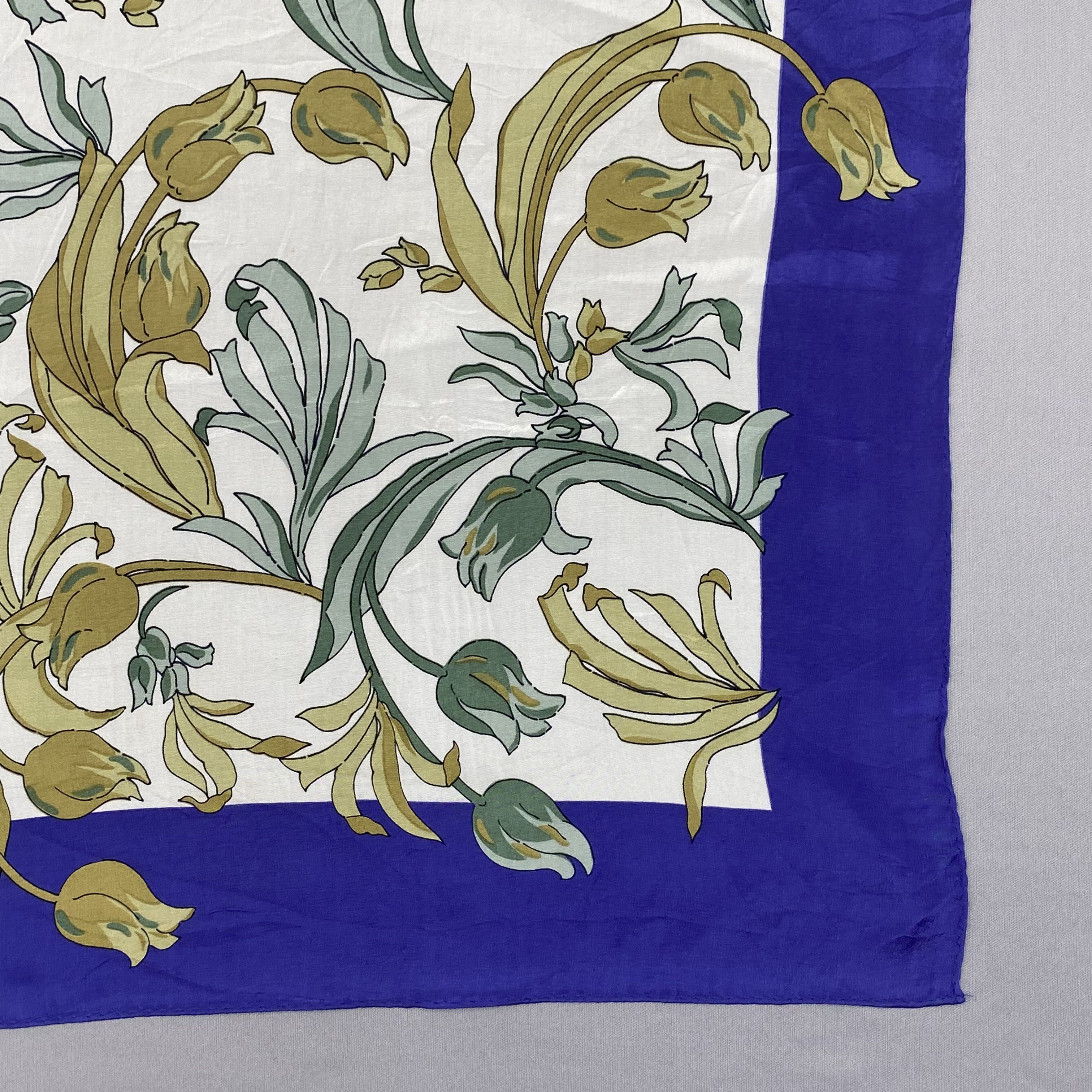 Japanese Brand Vintage Floral Swirl SILK Scarf Twill Wraps Scarves Size ONE SIZE - 5 Thumbnail