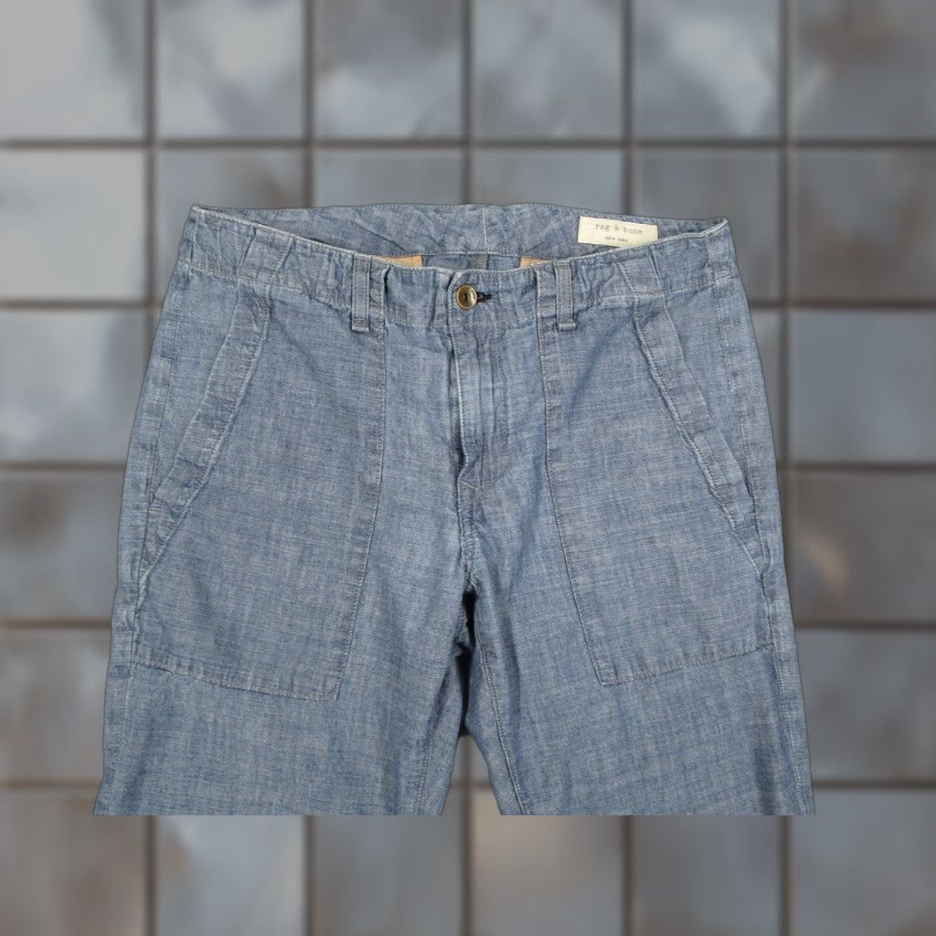 Rag & Bone Rag & Bone Pants Mens 30x30 Chambray Blue Cotton Chino Made In USA Lightweight Flat Front 5-Pocket Size US 30 / EU 46 - 1 Thumbnail
