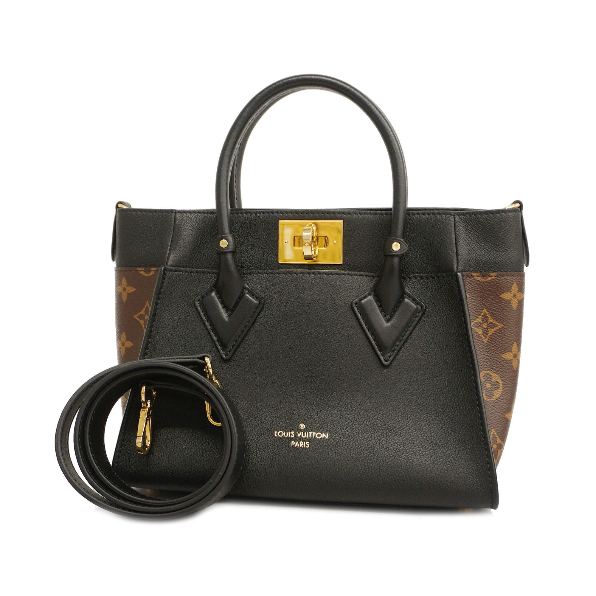 Louis Vuitton Handbag On My Side PM Women's M57728 Noir Monogram Canvas  Calf Leather High End