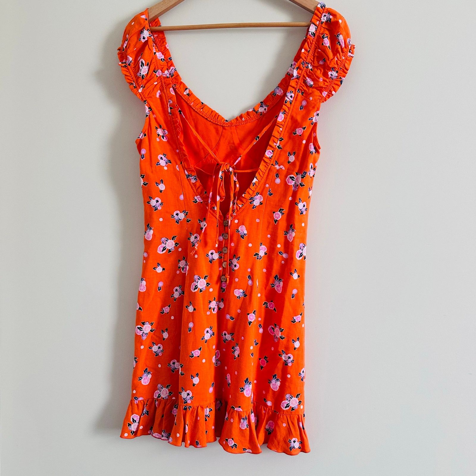 Free People Free People Like A Lady Orange Citrus Printed Mini Dress Size S / US 4 / IT 40 - 5 Thumbnail