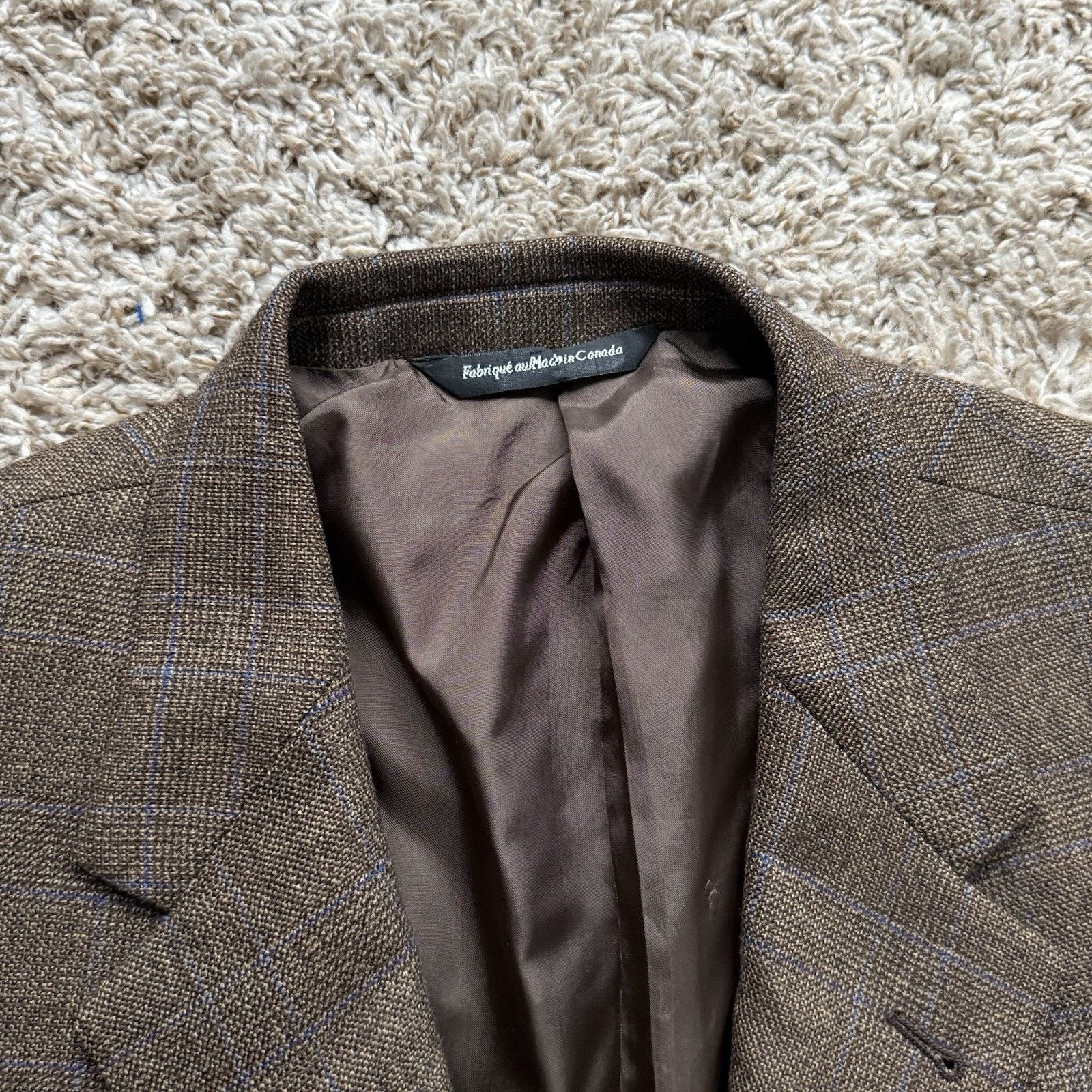 Ermenegildo Zegna × Vintage Ermenegildo Zegna Brown Plaid Suit Jacket 3 Button Wool 44R Size 44R - 3 Thumbnail