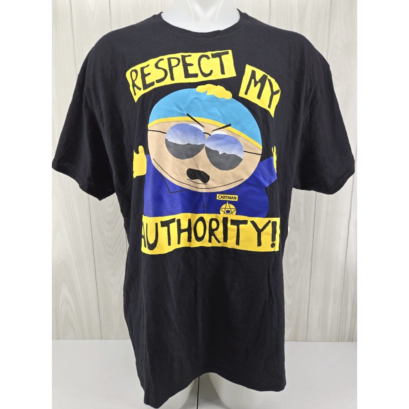 Vintage South Park Cartman Respect My Authority Black T Shirt 2XL Mens Short Sleeve Crew Neck Graphic Print 90s Comedy Central Size US XXL / EU 58 / 5 - 2 Thumbnail