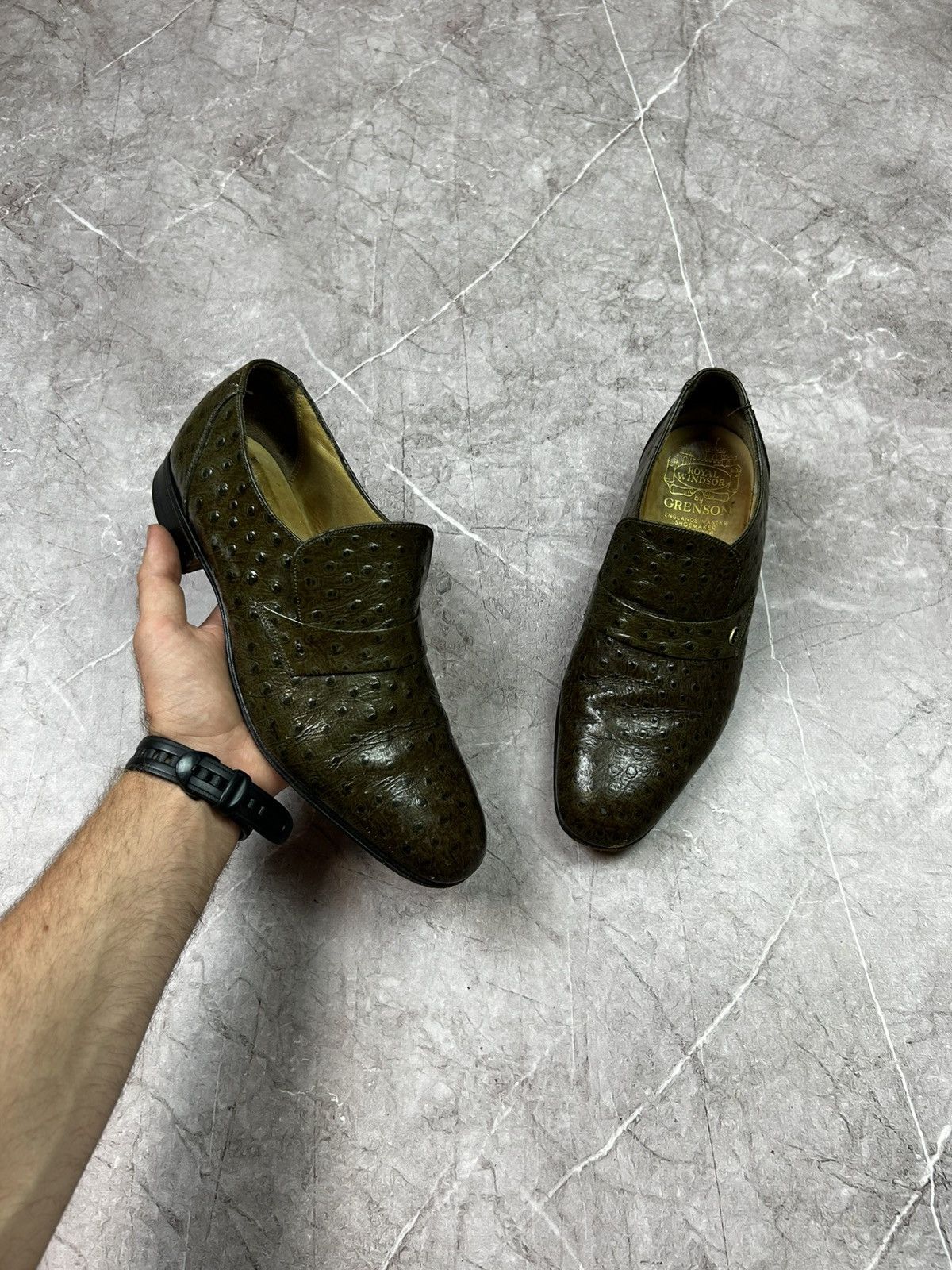 Grenson GRENSON TOP GALLANTS Men's Green Crocodile Leather Slip-On Size US 9 / EU 42 - 1 Thumbnail