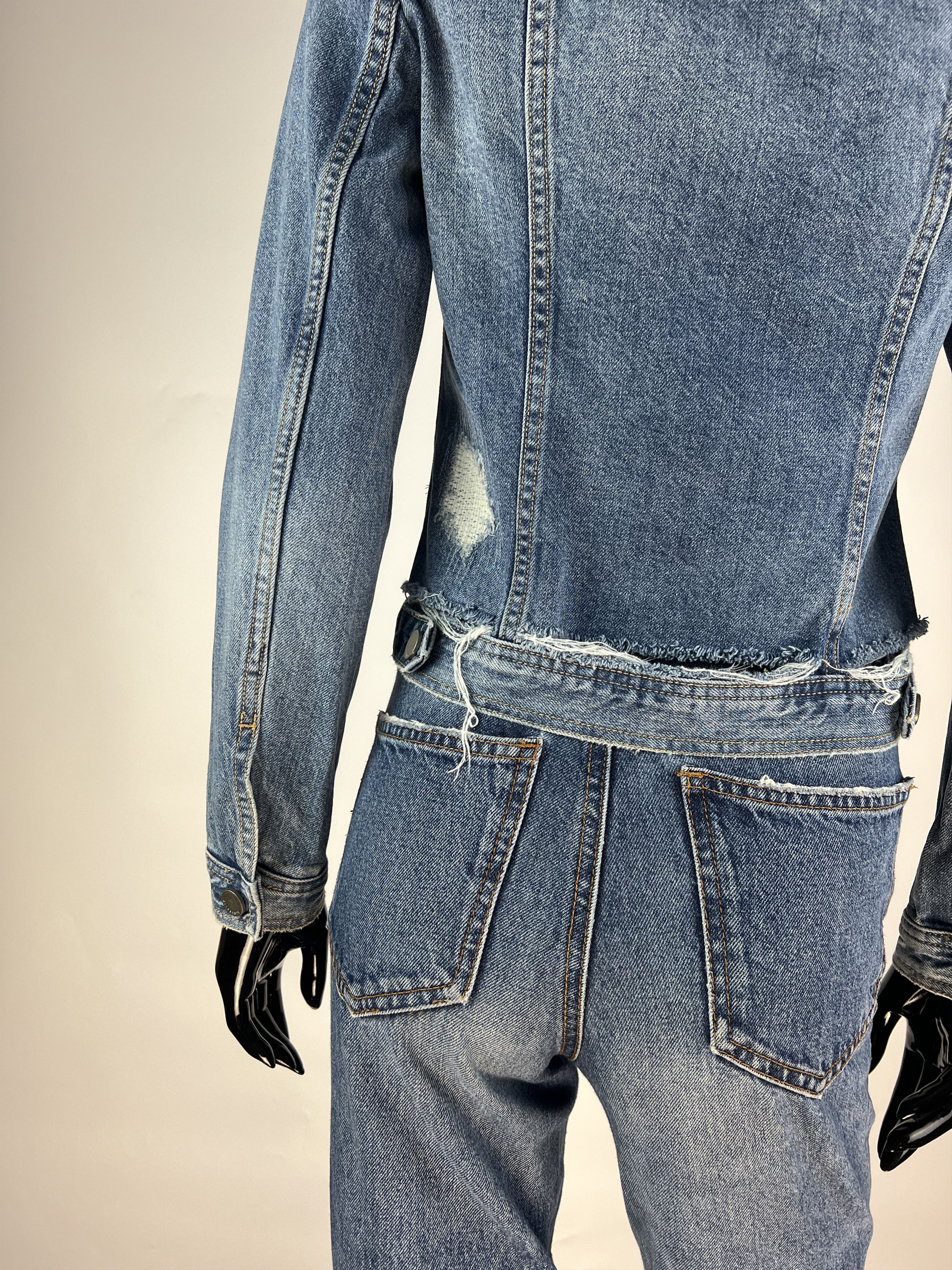 Allsaints AllSaints Women's Cropped Distressed Denim Jacket Size XS Size XS / US 0-2 / IT 36-38 - 4 Thumbnail