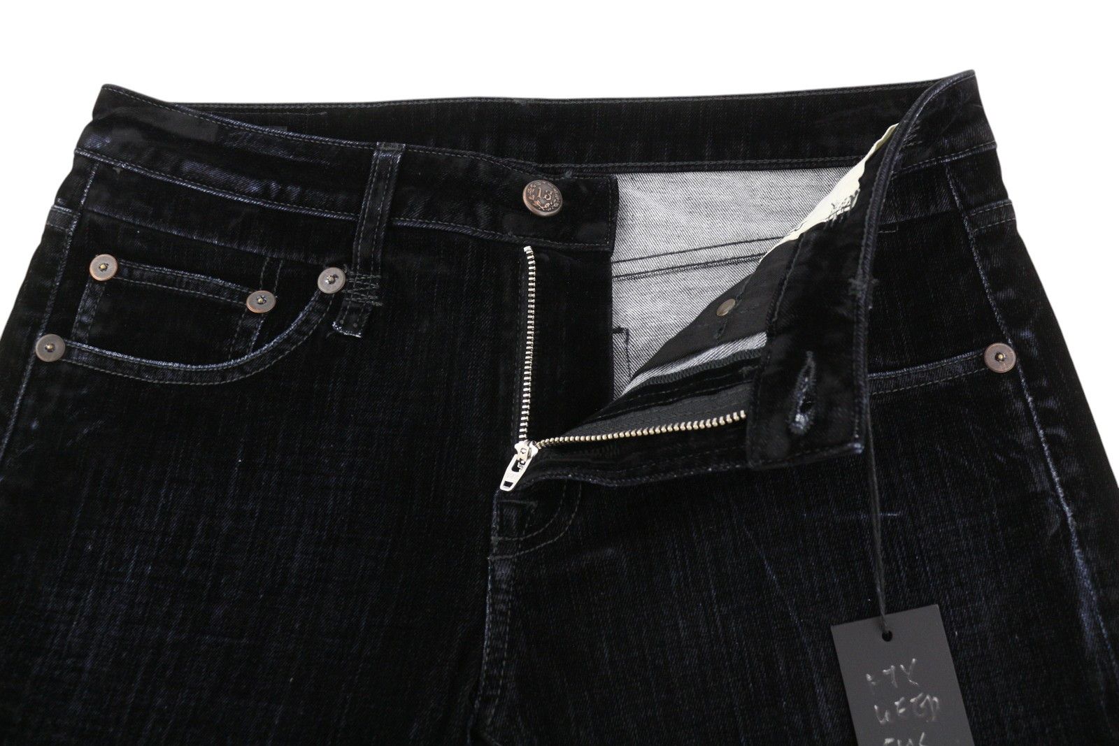 R13 BOY STRAIGHT 28 Flocked Black Velvet Cropped Logo 86253 Size 28" / US 6 / IT 42 - 4 Thumbnail