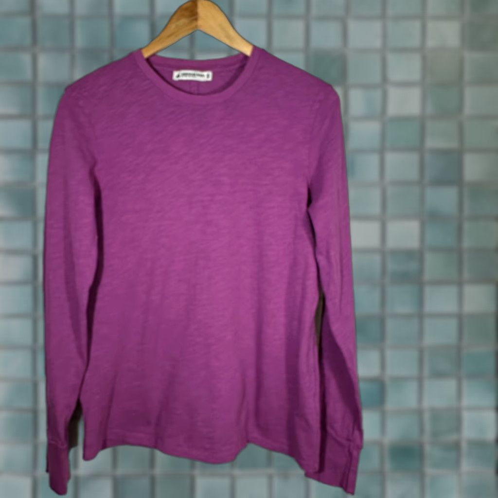Vintage American Giant Womens T-Shirt Long Sleeve Slub Cotton Purple Magenta Crew Neck S Size S / US 4 / IT 40 - 1 Thumbnail
