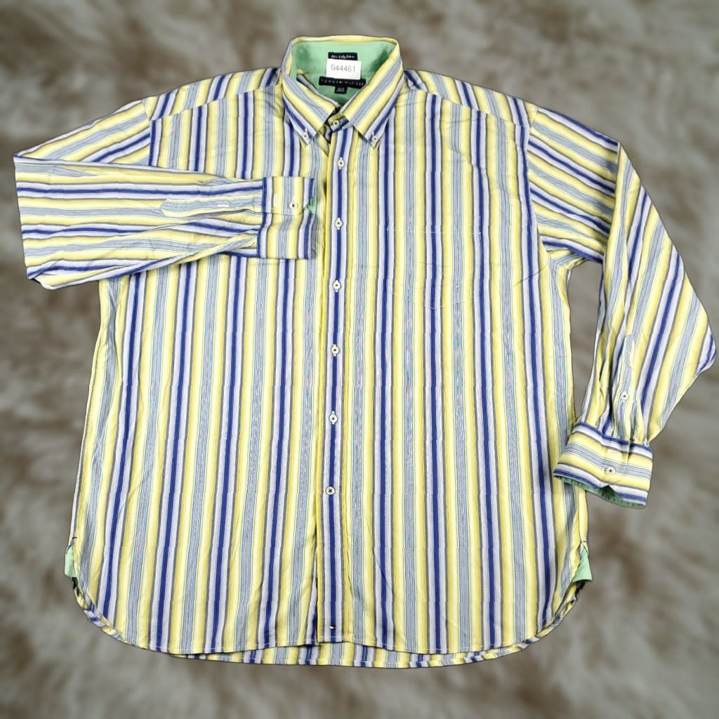 Tommy Hilfiger Tommy Hilfiger Shirt Mens XL Yellow Blue Striped Button-Up Long Sleeve Mens Size US XL / EU 56 / 4 - 1 Thumbnail