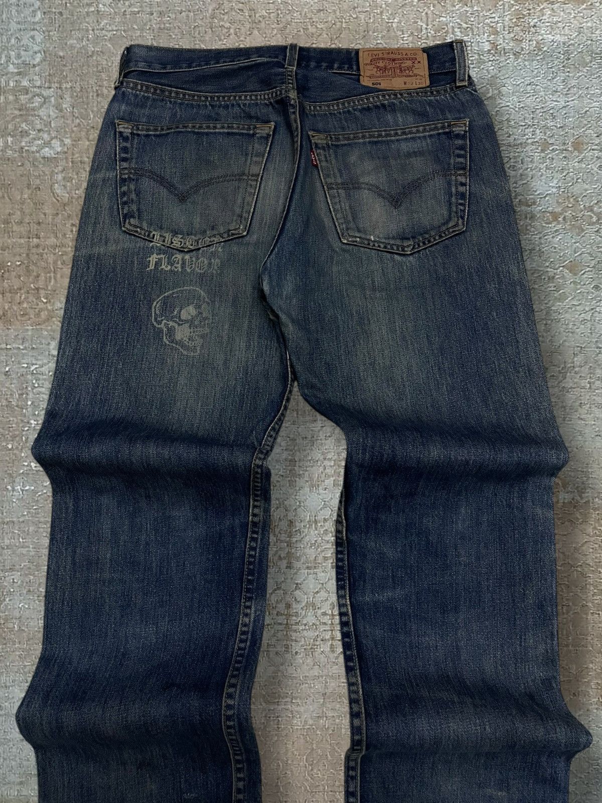 Levi's Vintage Clothing Vintage 1990s Designer Levis 501 Skull Distressed Denim Size US 31 - 10 Thumbnail