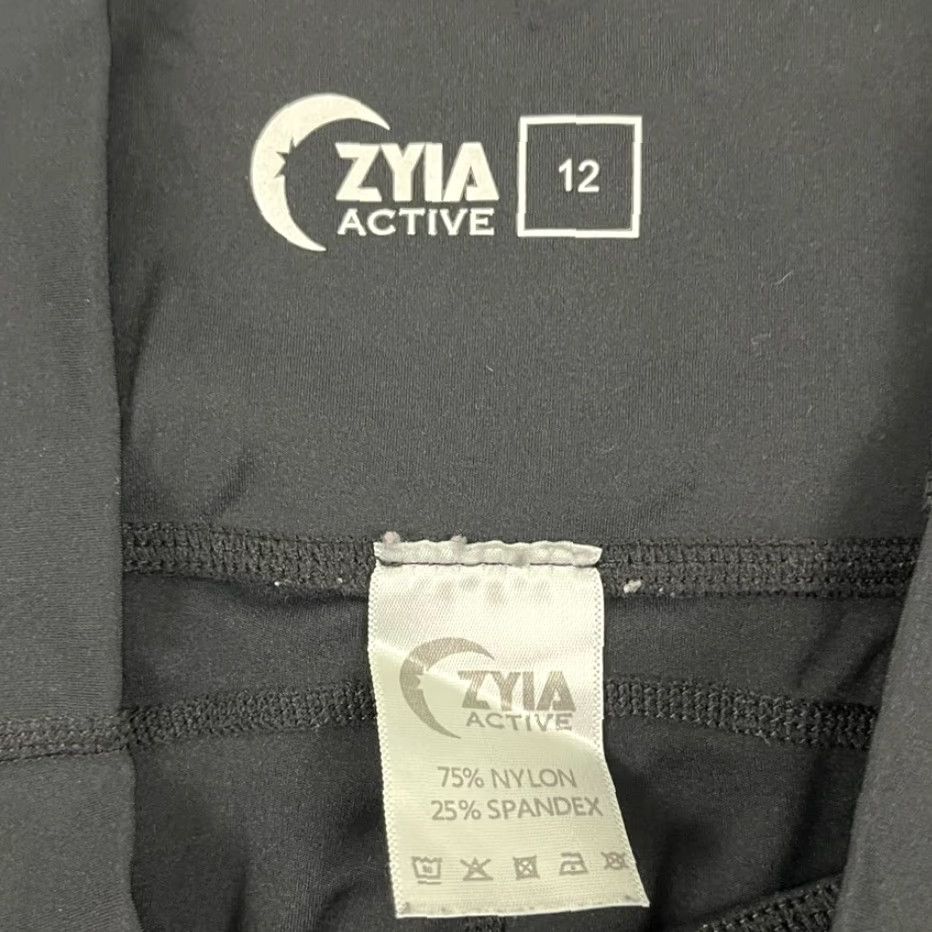 Vintage ZYIA Active Leggings Womens Size 2 GirlS 12 Black 23.5" Cropped Nylon Spandex Gym Yoga Elastic Waist Pockets - Breathable Machine Washable Size 26" / US 2 / IT 38 - 4 Thumbnail