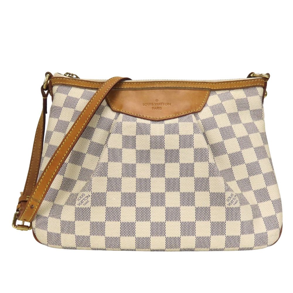 Louis Vuitton Louis Vuitton Siracusa Pm Damier Azur Shoulder Bag Textile Shoulder Bag N41113 Duty Free For Usa in White, Women's