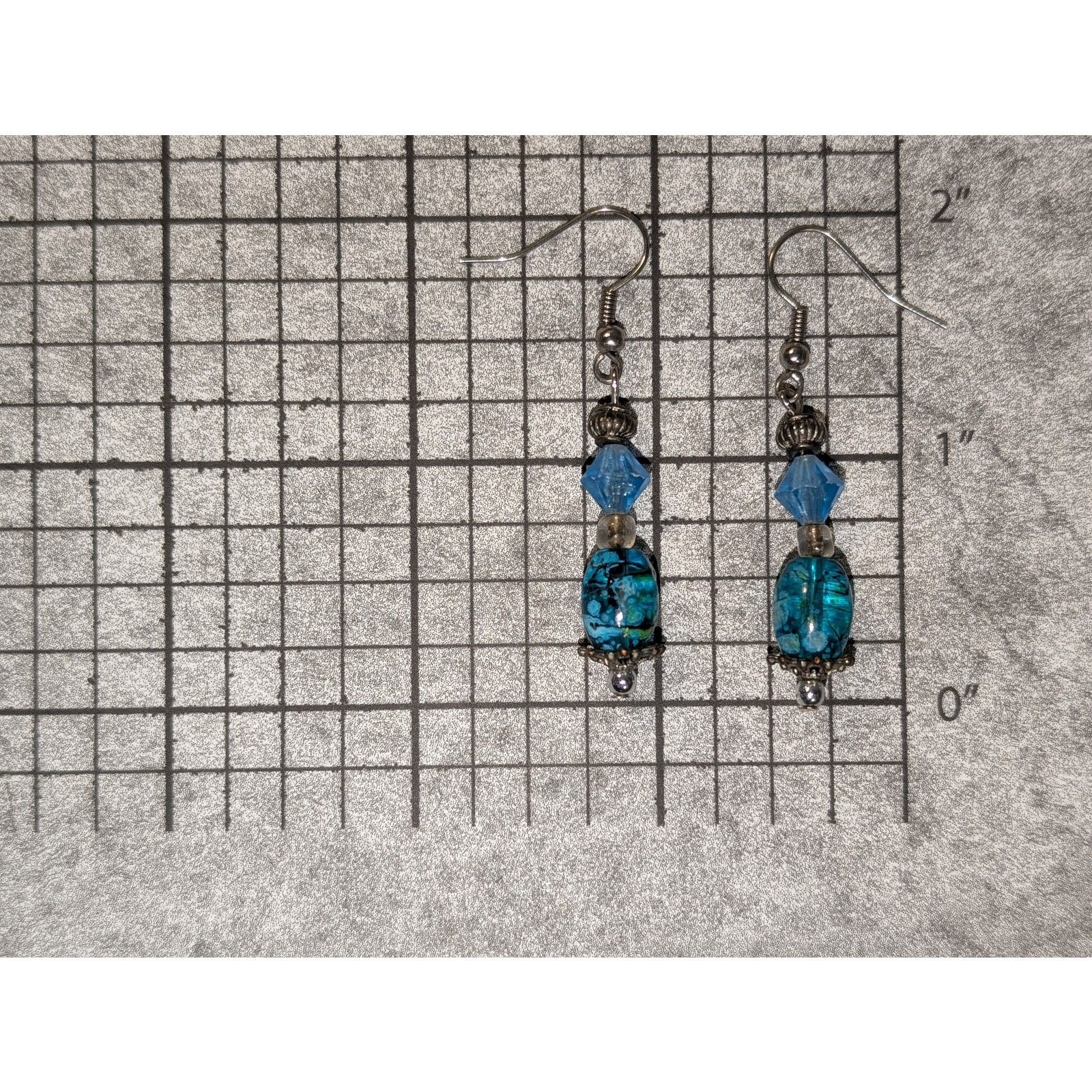 Vintage VTG 1980s Boho Style Silver-Tone Turquoise Dangle Earrings Size ONE SIZE - 3 Thumbnail