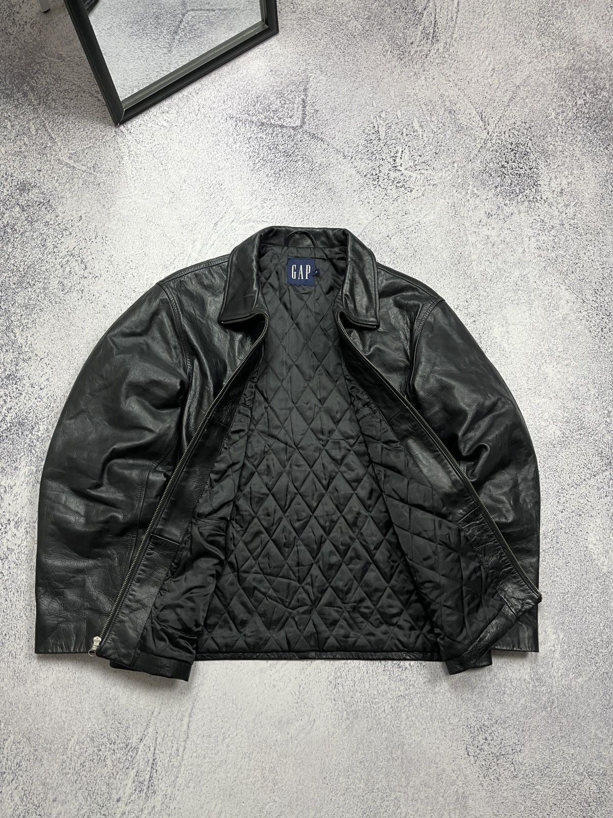 Gap Vintage GAP Black Genuine Leather Jacket Avantgarde Grunge Size US L / EU 52-54 / 3 - 8 Thumbnail
