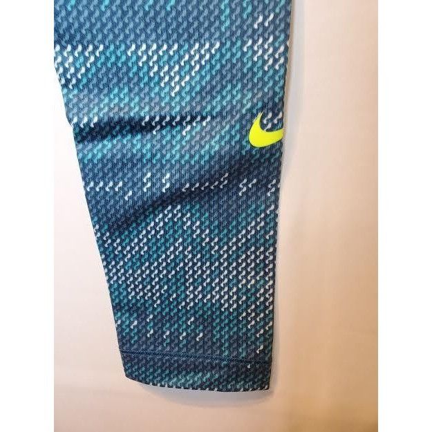 Nike Nike Pro Dri-Fit Teal Pattern Leggings Small Neon Waistband Size 27" / US 4 / IT 40 - 4 Thumbnail