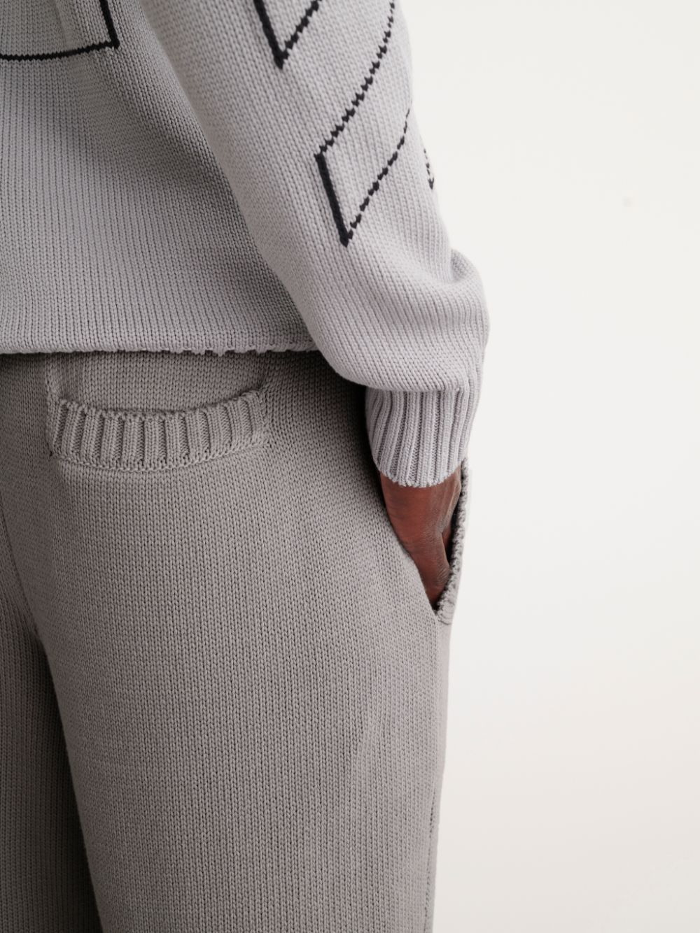 Off-White o1gr1nt1124 Diag Outline Knit Pant in Medium Grey Size US 34 / EU 50 - 3 Thumbnail