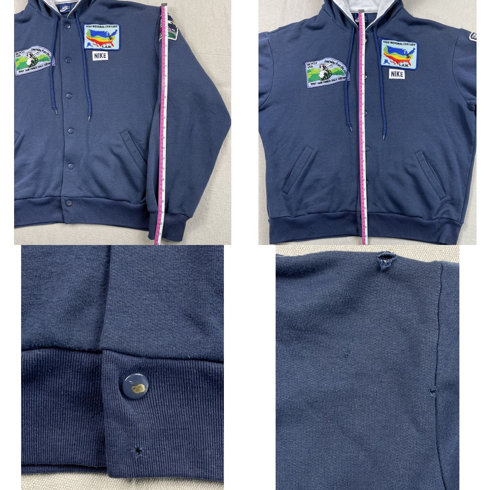 Nike VINTAGE 80s Nike Hoodie Jacket Snap Blue Sportswear Cycling Sz L Mens Size US L / EU 52-54 / 3 - 8 Thumbnail