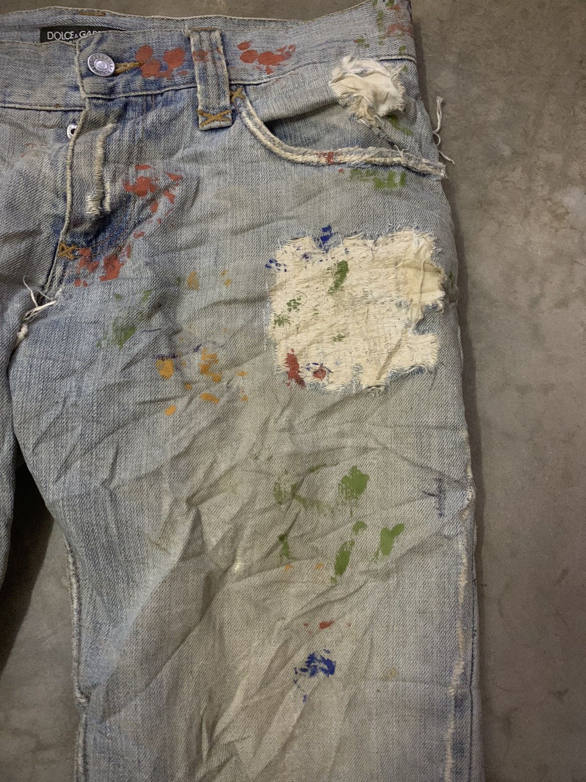 Dolce & Gabbana Dolce And Gabbana Painted Flare Short Denim Jeans Size US 40 / EU 56 - 4 Thumbnail