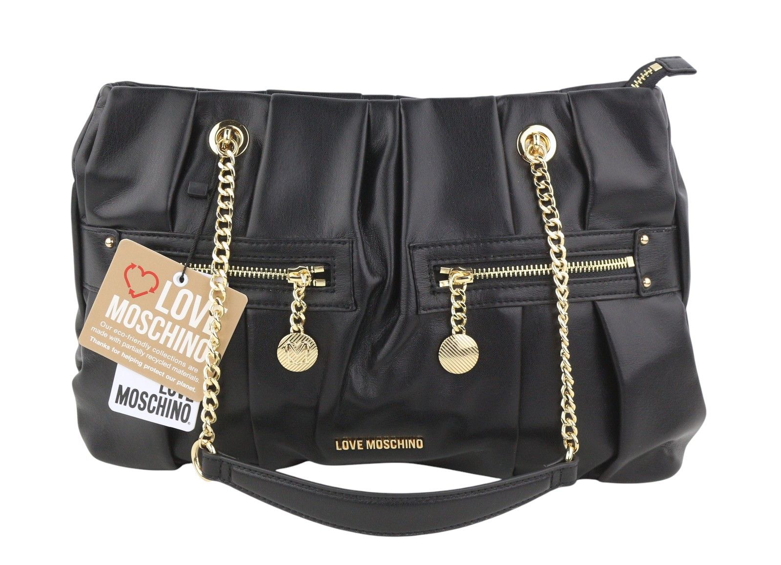 Love Moschino BORSA PU GRS NERO OS Gold Tone Handles 87740 Size ONE SIZE - 2 Thumbnail
