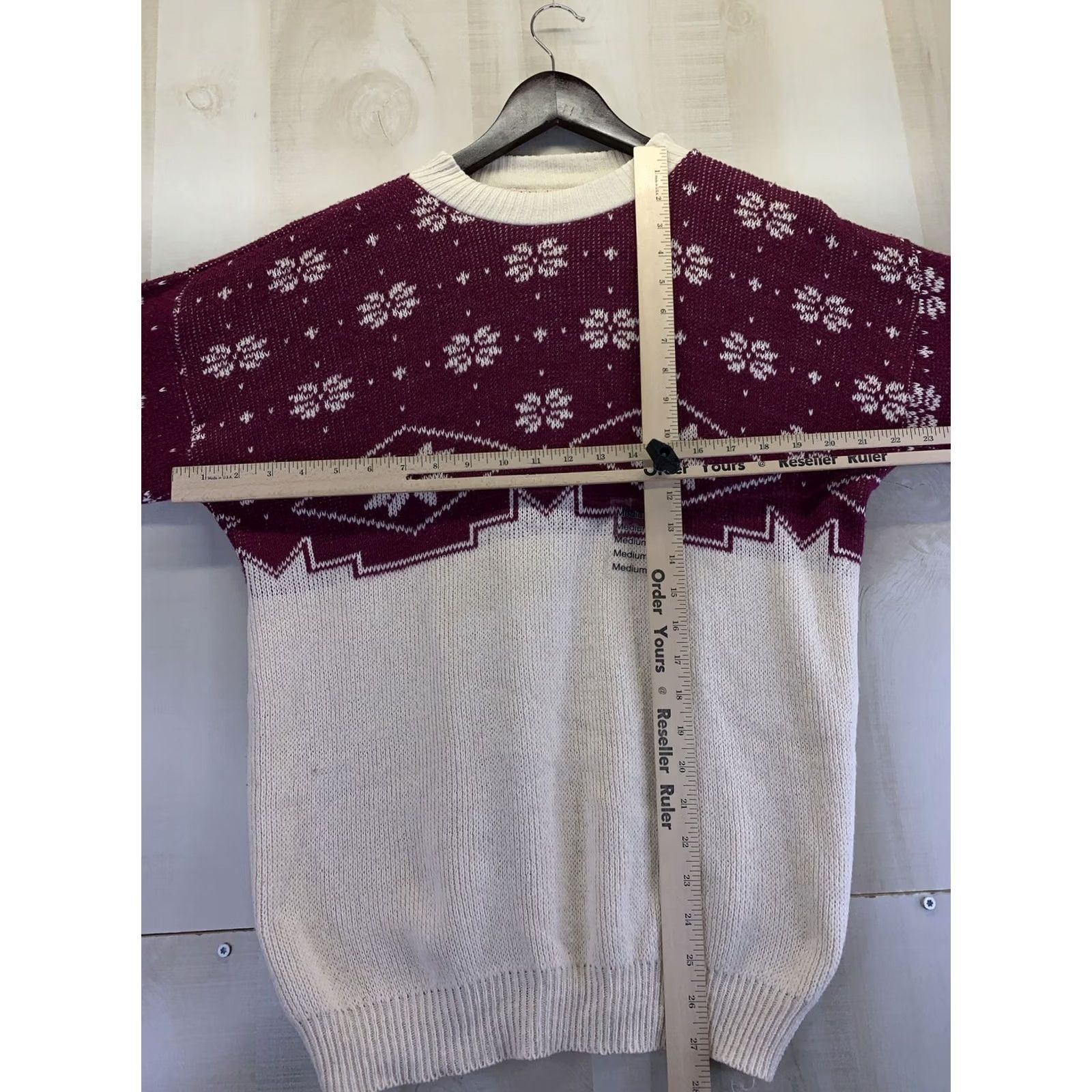 Vintage VINTAGE Cabin Creek Womens Snowflake Knit Sweater M Burgundy/Ivory 1990s Christmas NWT USA Mens? Size M / US 6-8 / IT 42-44 - 7 Thumbnail