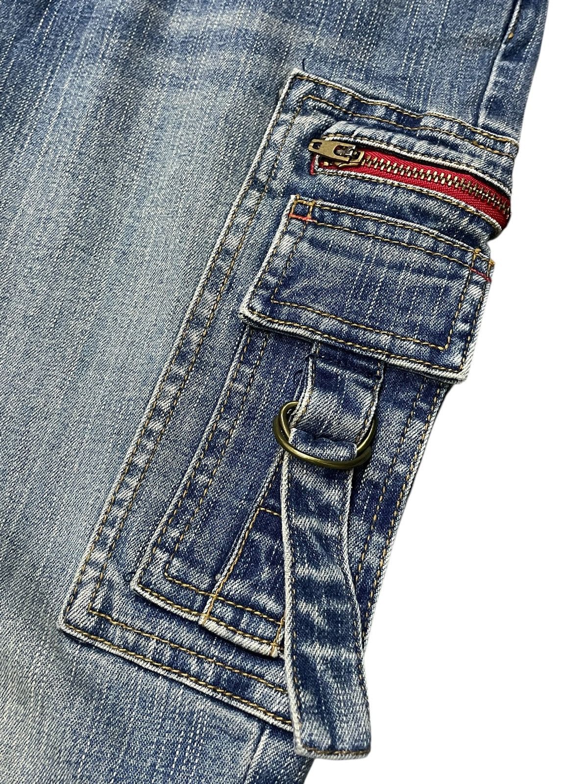Japanese Brand × Le Grande Bleu (L.G.B.) × Tornado Mart Strech Cargo Flare Multi Pocket Jeans Size US 27 - 8 Thumbnail