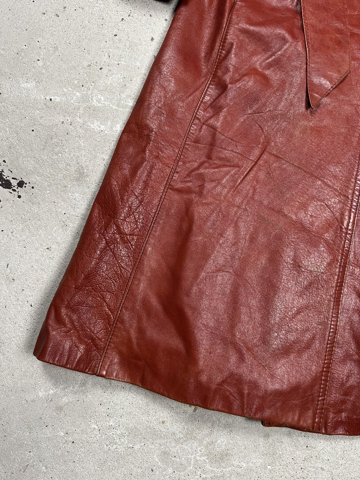 Vintage Vintage 90s Genuine Leather Fur Collar Long Coat Size L / US 10 / IT 46 - 3 Thumbnail