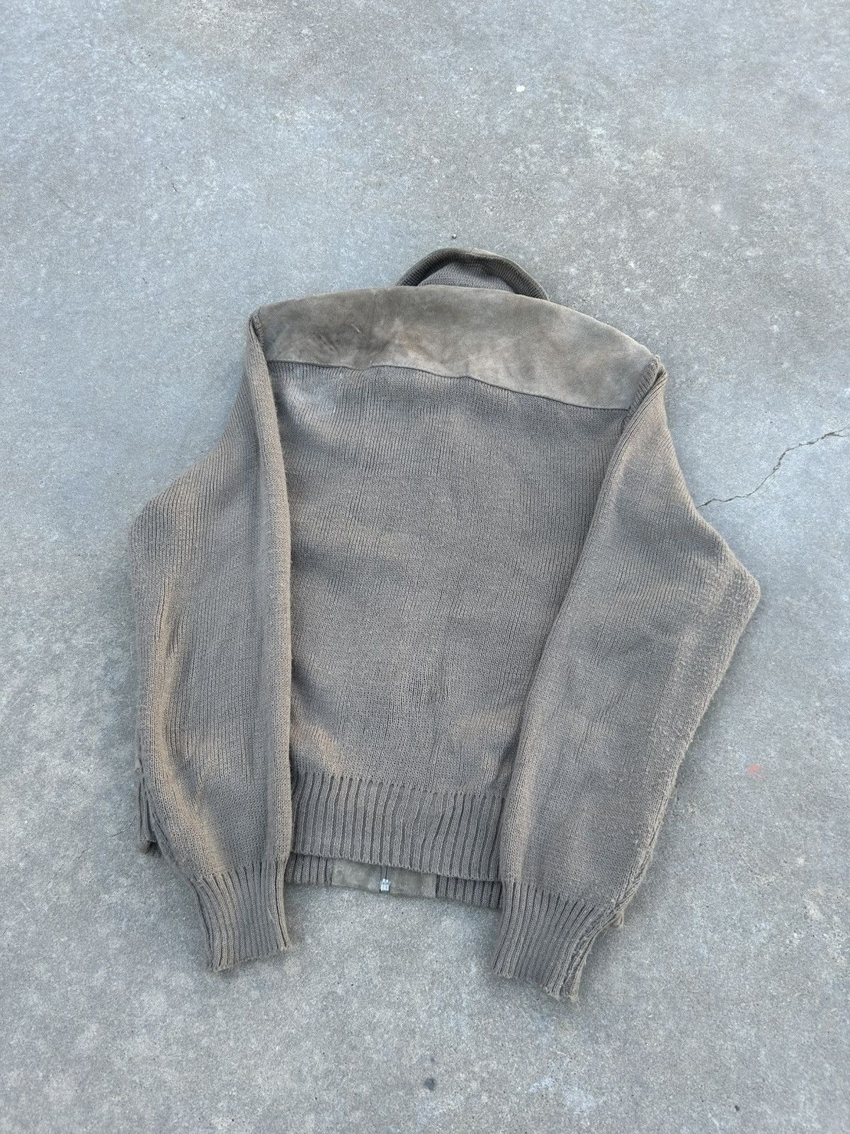Vintage suede leather knit bomber jacket Size US L / EU 52-54 / 3 - 3 Thumbnail
