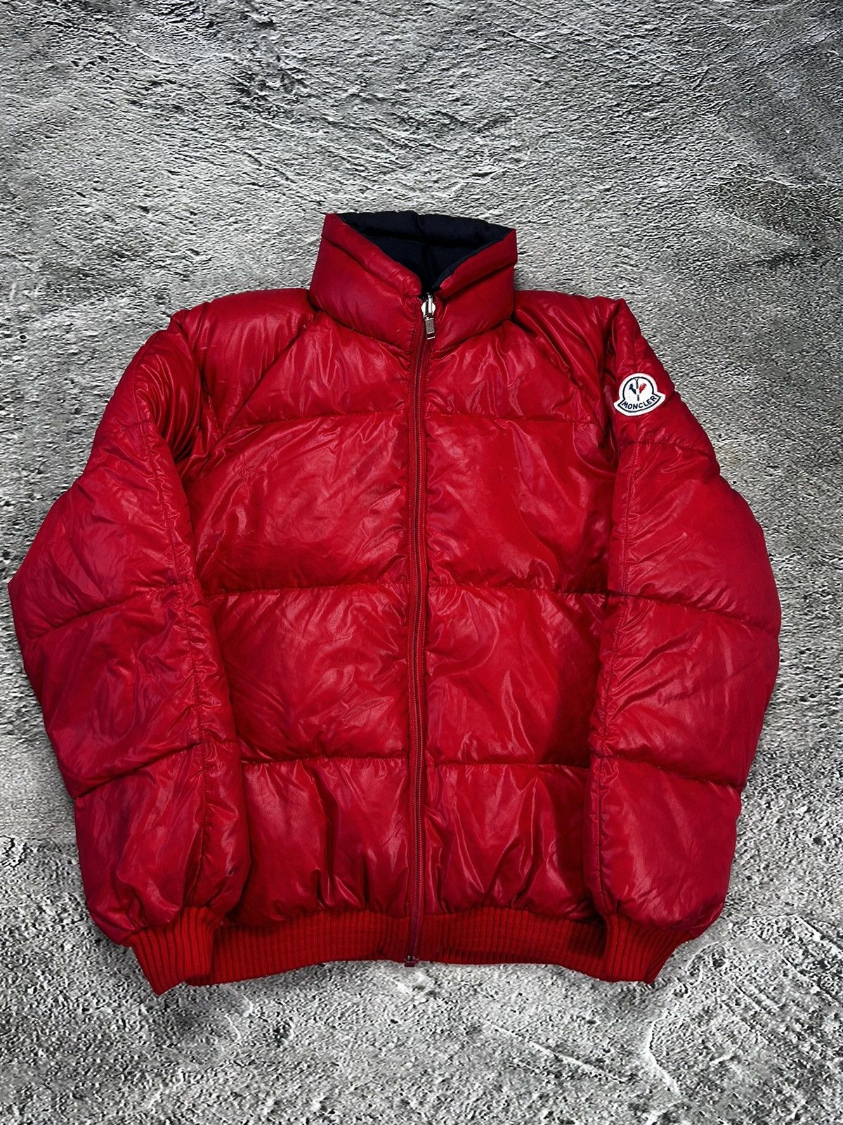 Pre-owned Moncler Puffer Jacket Reversible Vintage Down Red Navy