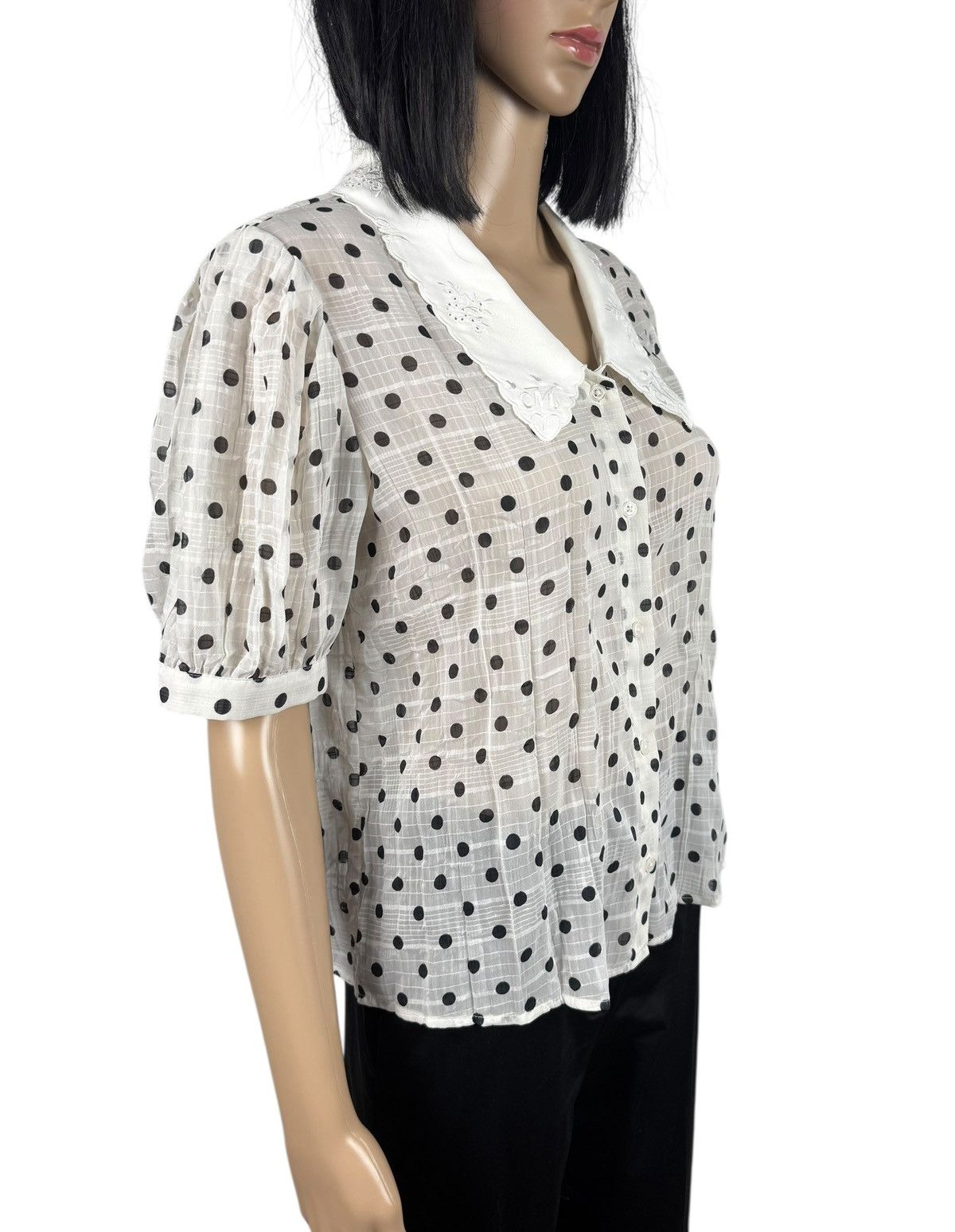Maje Maje Polka Dot Peter Pan Collar Button Up Viscose Polyester Size S / US 4 / IT 40 - 4 Thumbnail