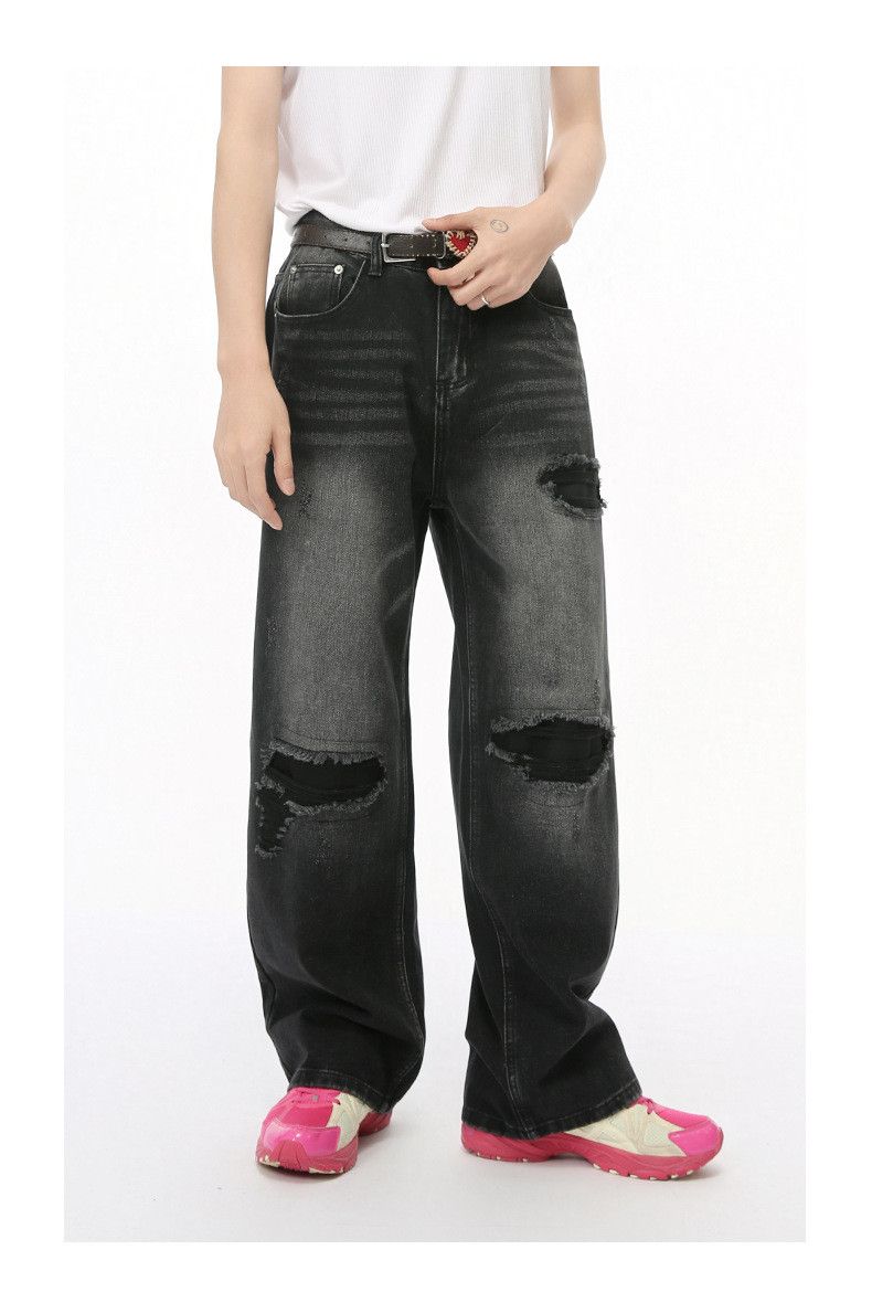 Japanese Brand × Jean Street retro distressed washed ripped jeans wide leg Size US 32 / EU 48 - 2 Thumbnail