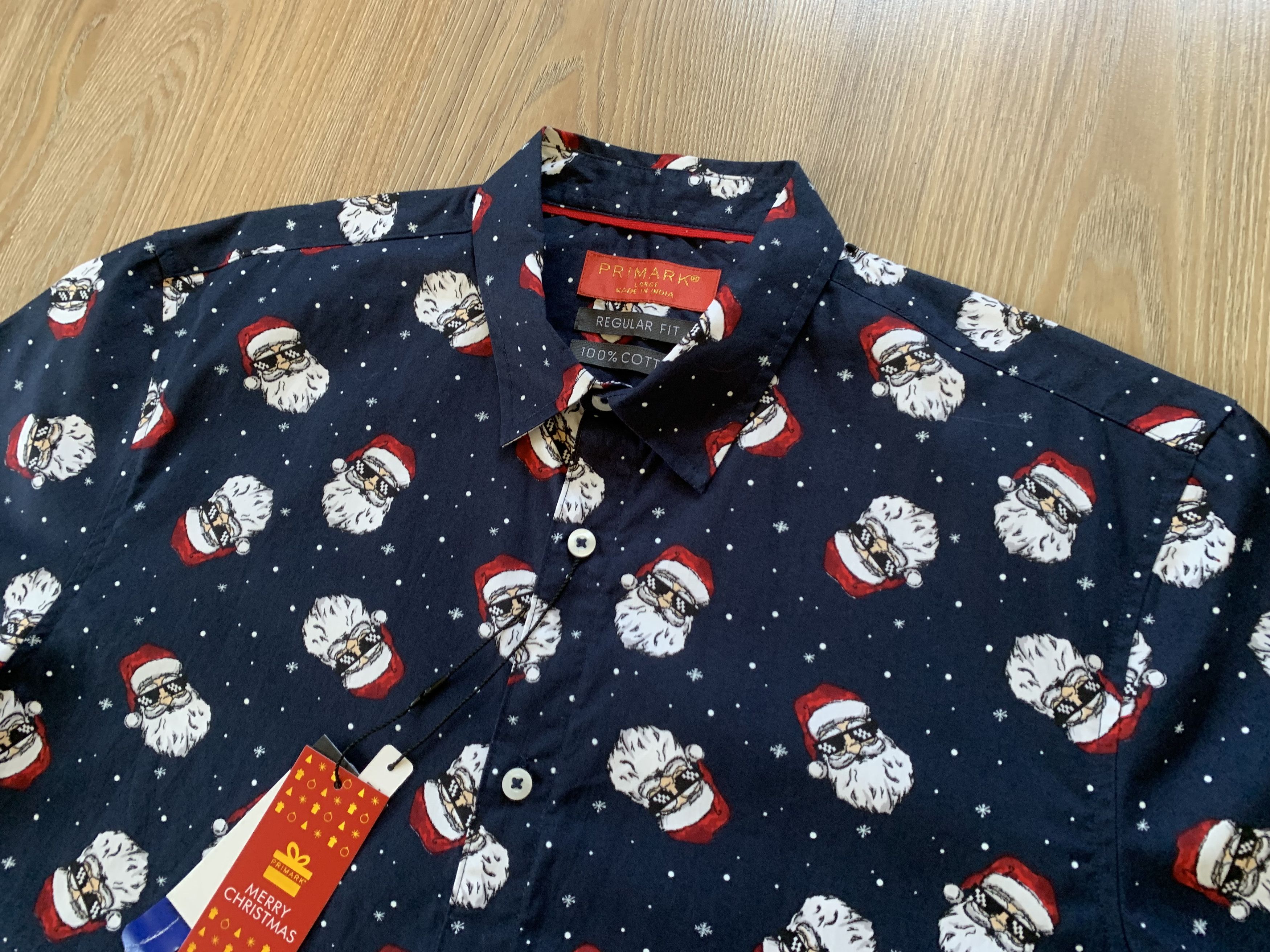 Primark Primark Santa Claus Printed Short Sleeve Hawaiian Shirt Size US L / EU 52-54 / 3 - 4 Thumbnail