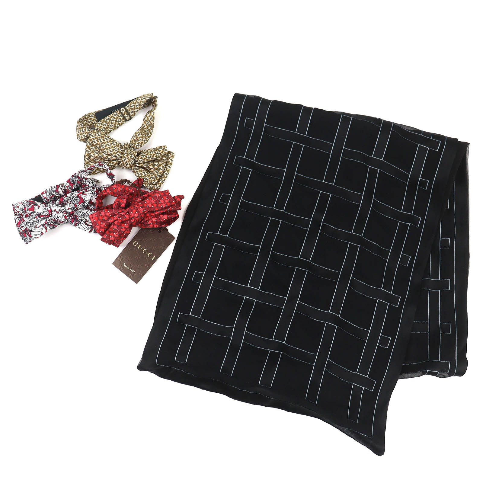 Gucci Gucci Gucci Butterfly Tie Silk Accessory 4pcs Set Textile Scarf DUTY FREE for USA Size ONE SIZE - 1 Thumbnail