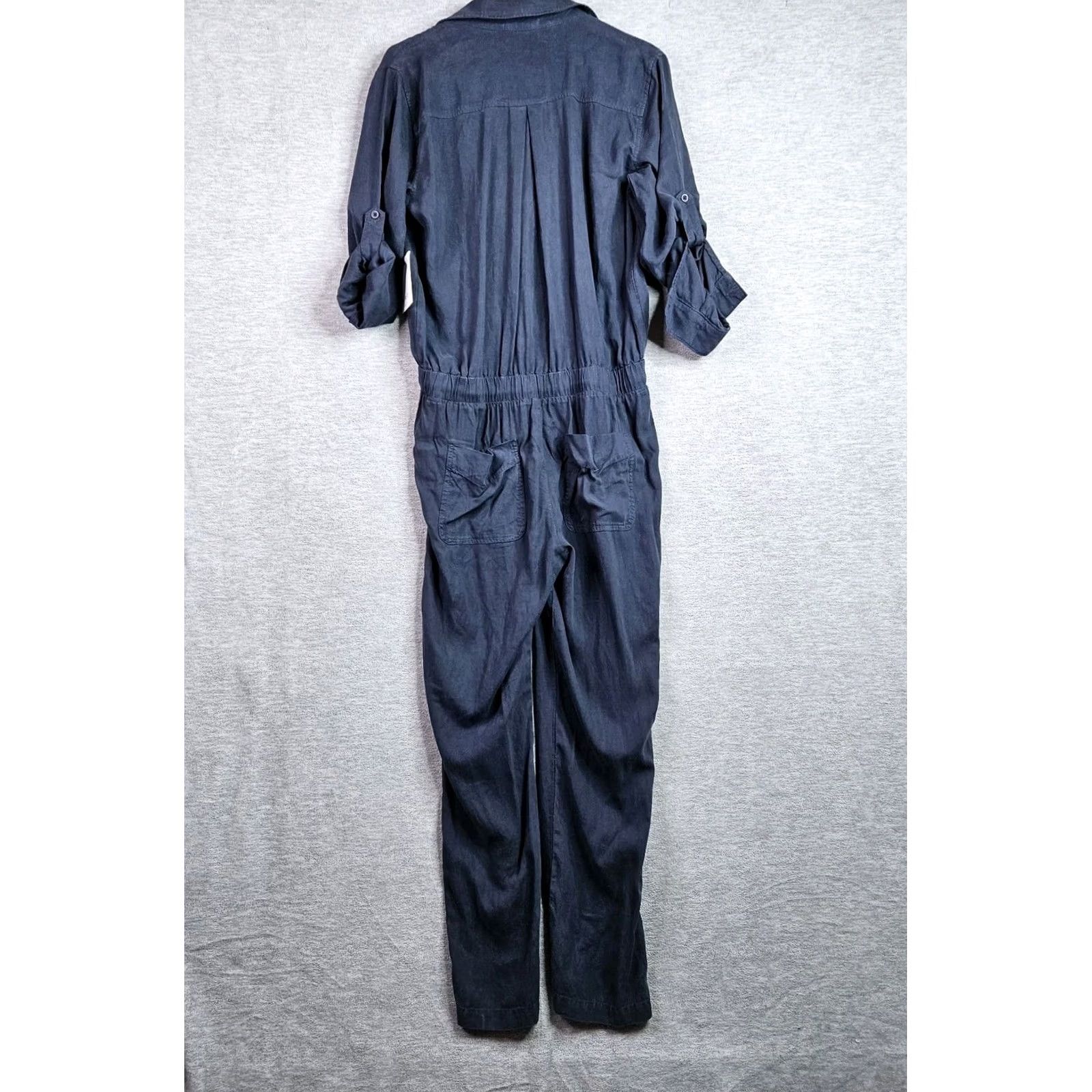 Bella Dahl Bella Dahl Jumpsuit Women’s Size S Blue Tencel Button Front Tie Waist Casual NWT Size 28" / US 6 / IT 42 - 2 Thumbnail