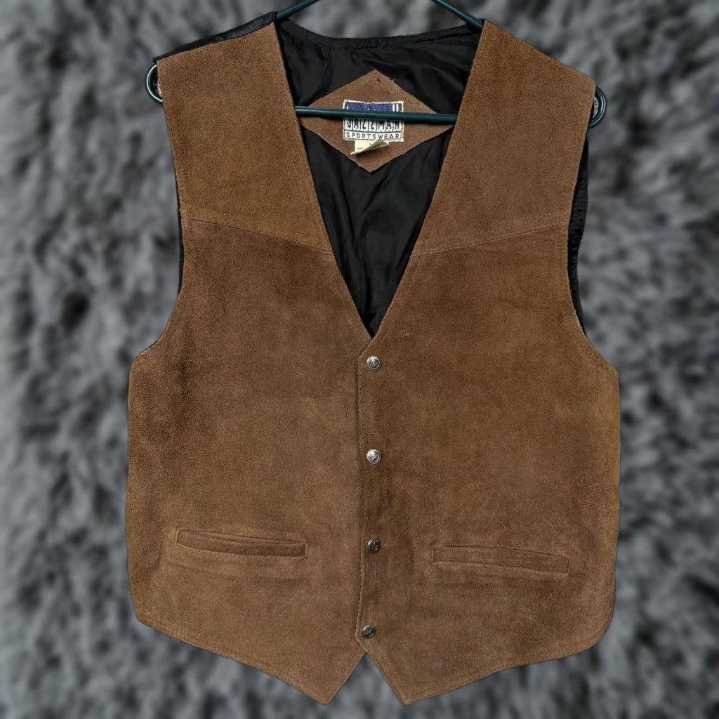 Vintage VTG 80s 90s Jazzman Vest Men M Brown Suede Leather Western Boho Eclectic Grandpa Size US M / EU 48-50 / 2 - 1 Thumbnail