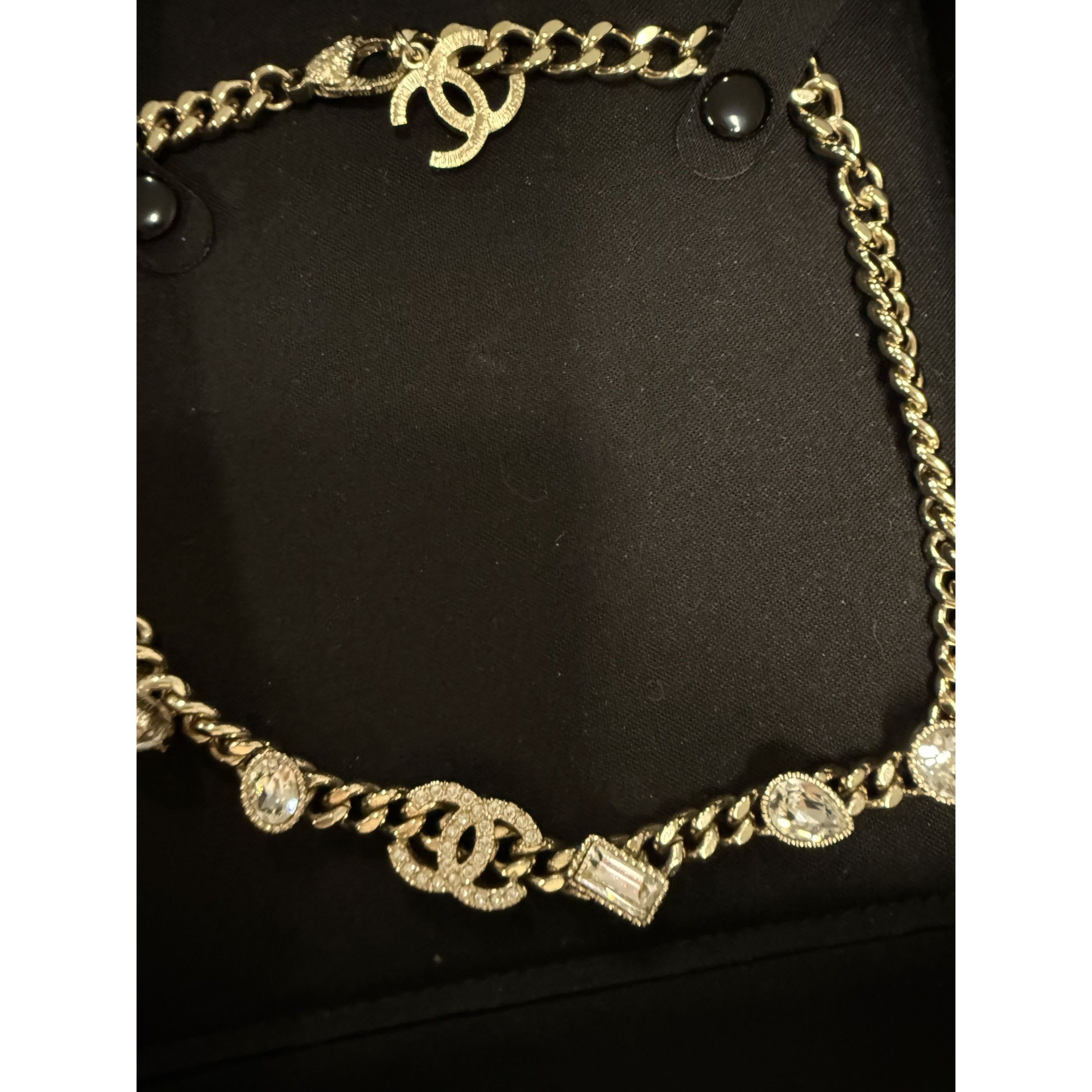 Chanel Chanel Gold-Tone Crystal Embellished Chain Necklace With CC Size ONE SIZE - 6 Thumbnail