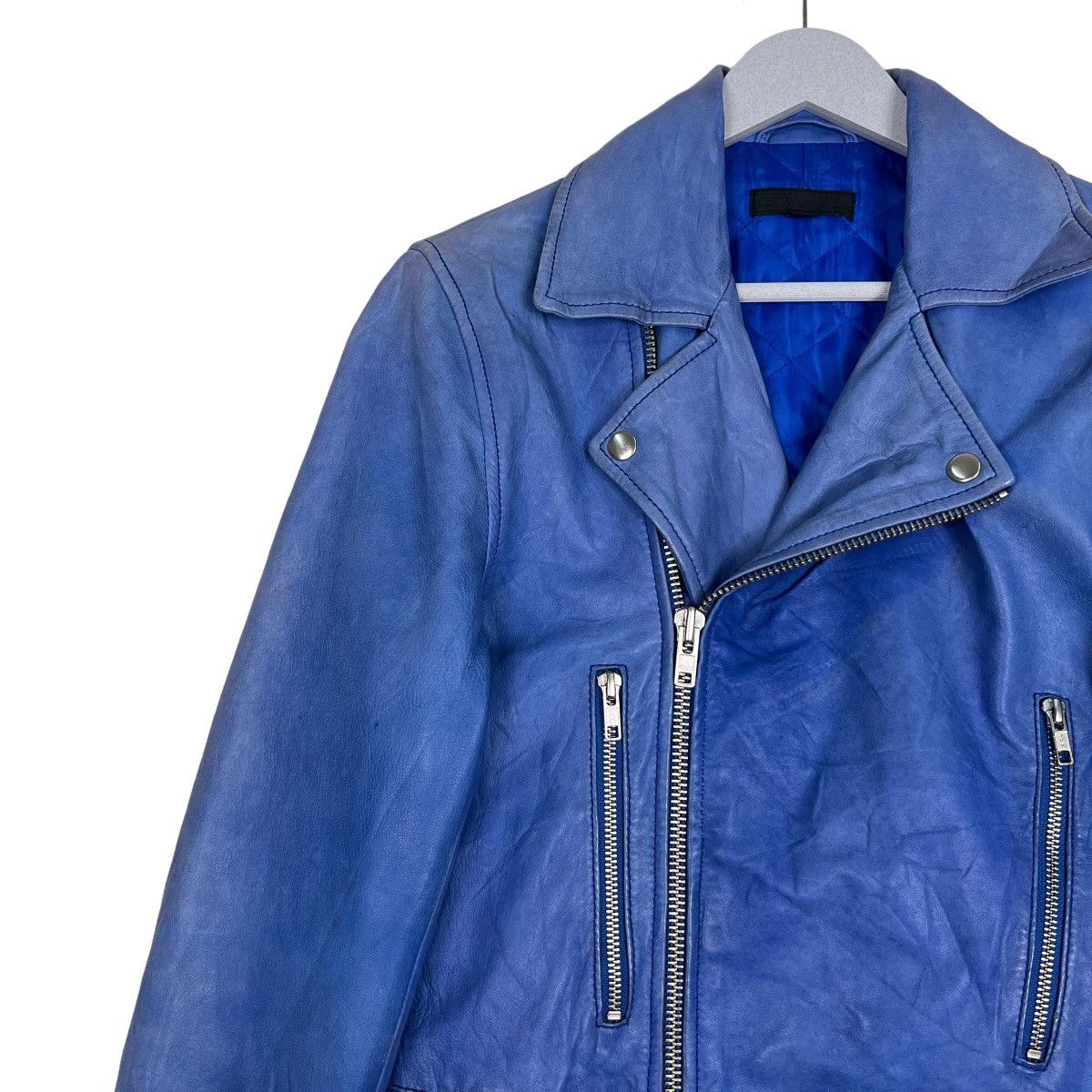Asos 🔥 ASOS DOUBLE COLAR RIDER MOTO LEATHER JACKET Size US XS / EU 42 / 0 - 7 Thumbnail