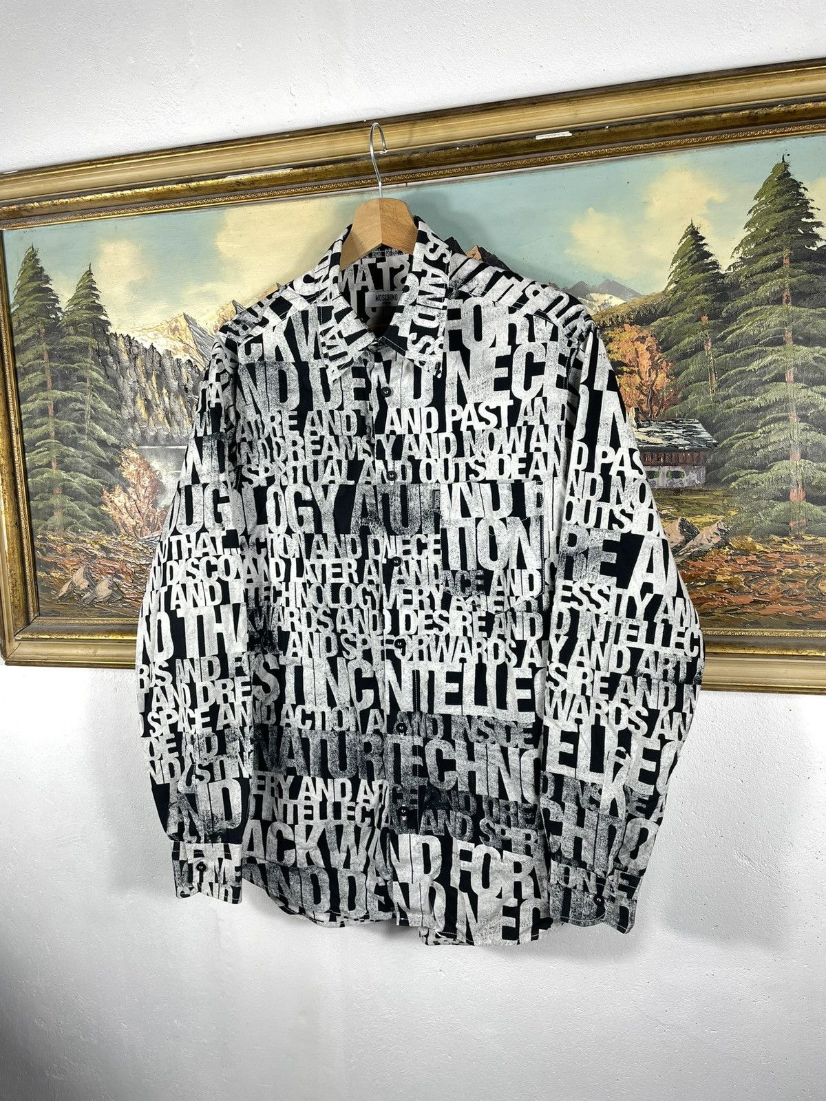 Moschino × Vintage Black White Monogram Vintsge Retro 00s Shirt Moschino Size US M / EU 48-50 / 2 - 2 Thumbnail